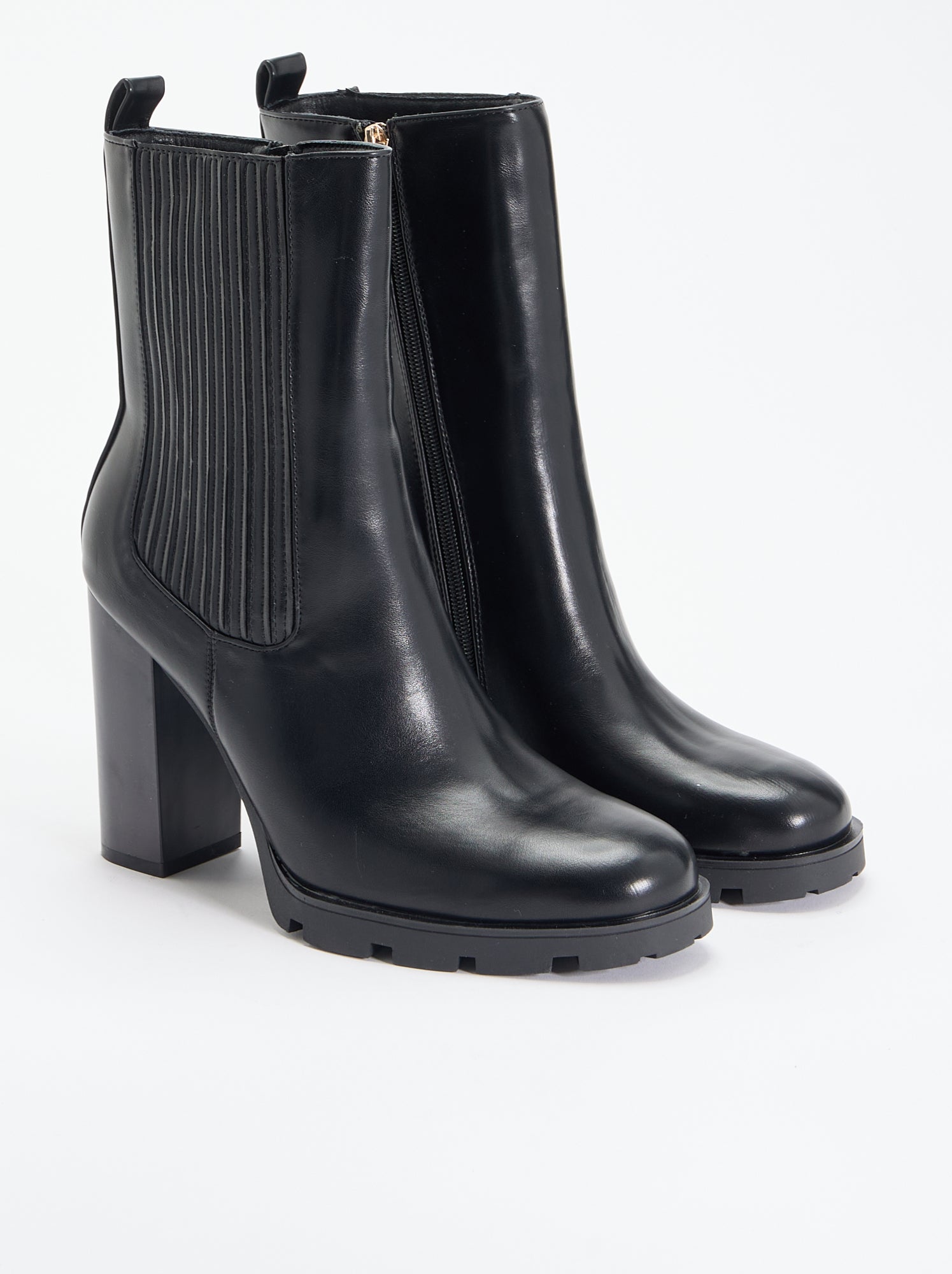 Boots en simili à talon haut - Noir
