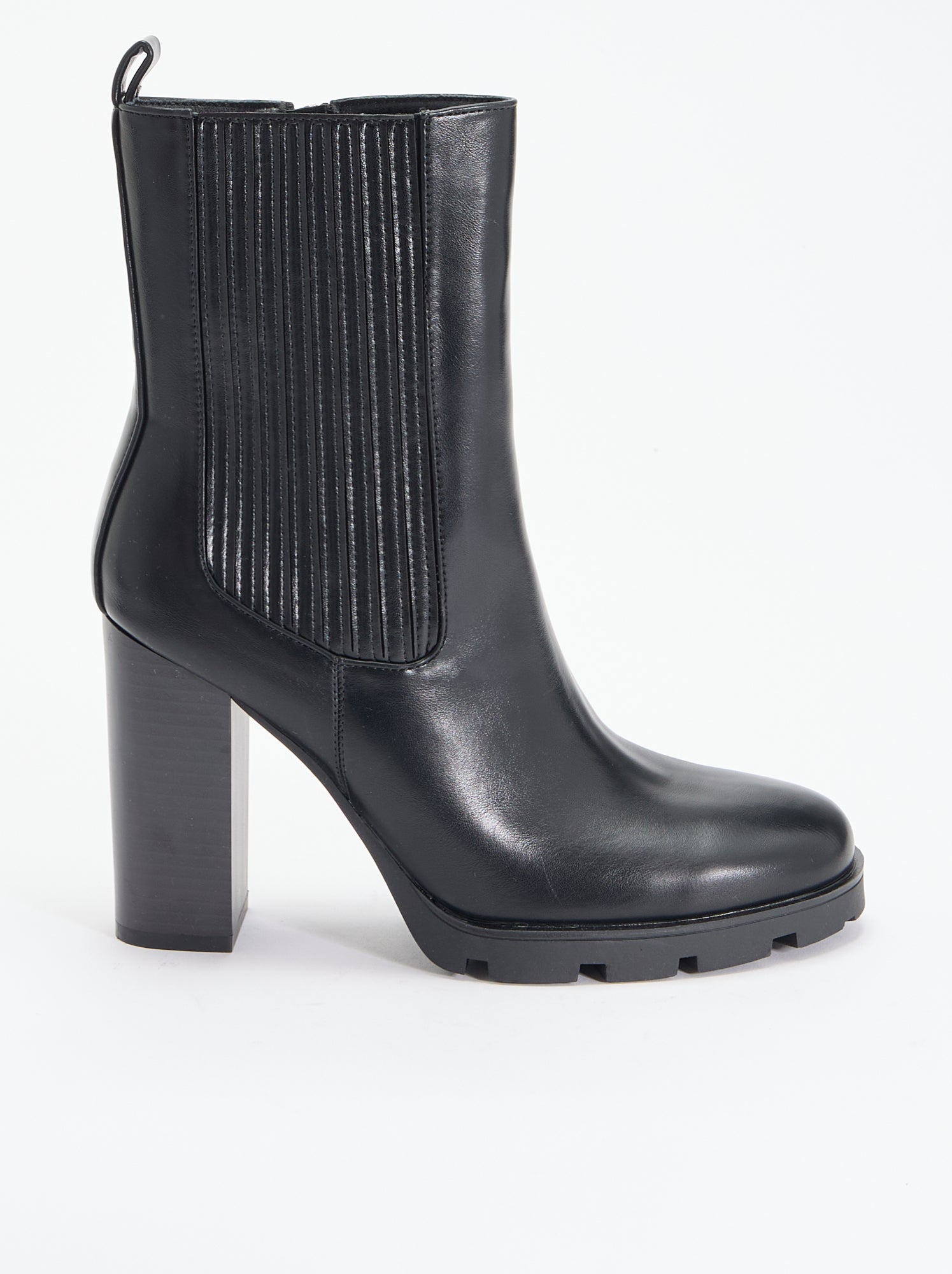 Boots en simili à talon haut - Noir