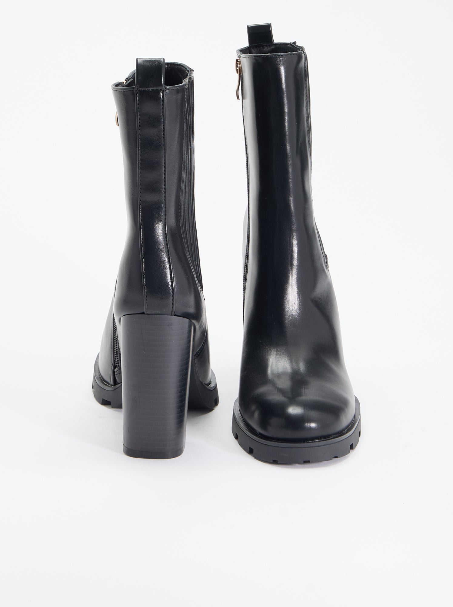 Boots en simili à talon haut - Noir
