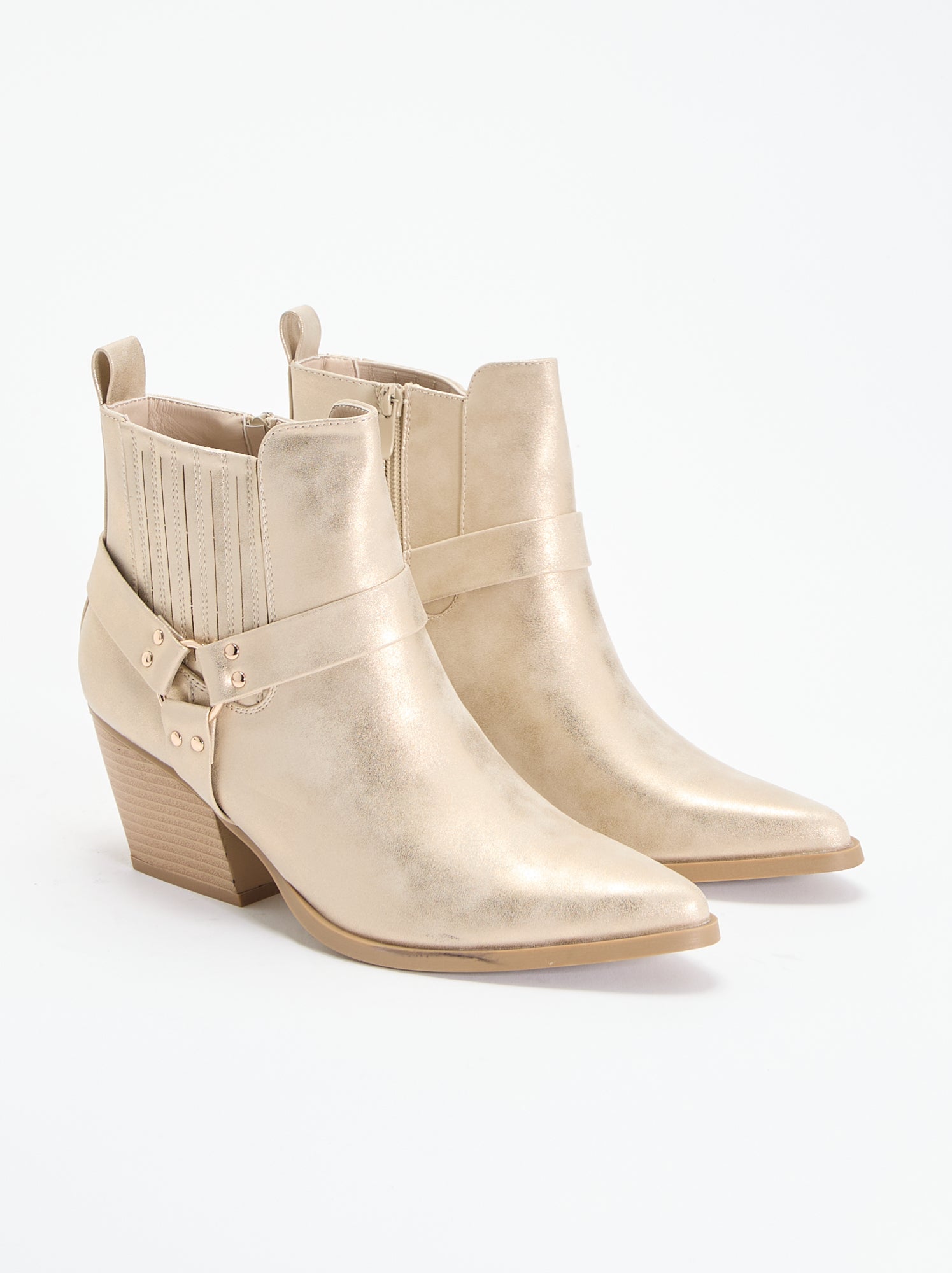Boots en simili à talon - Jaune