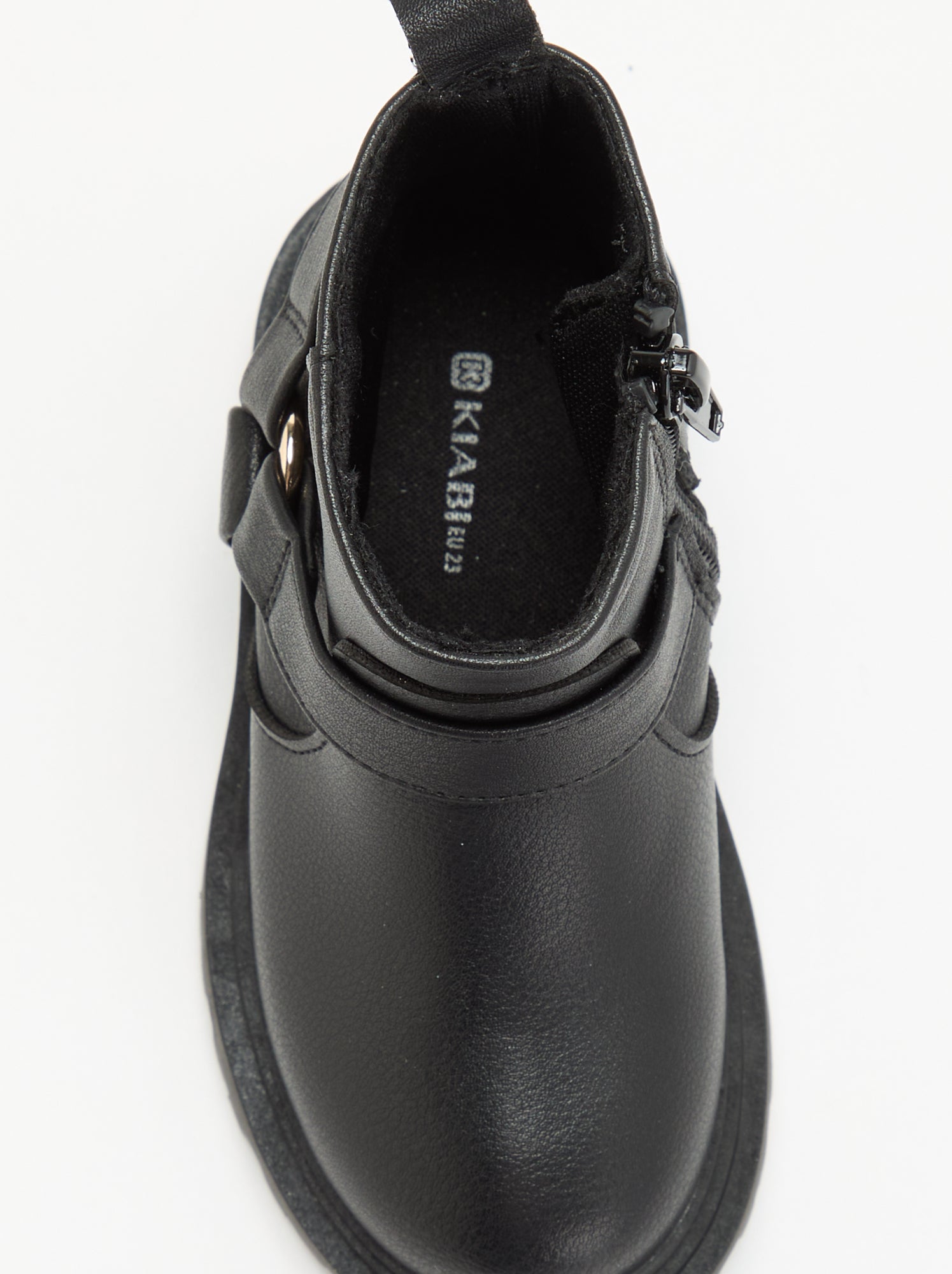 Boots en simili avec sangle motarde - Noir