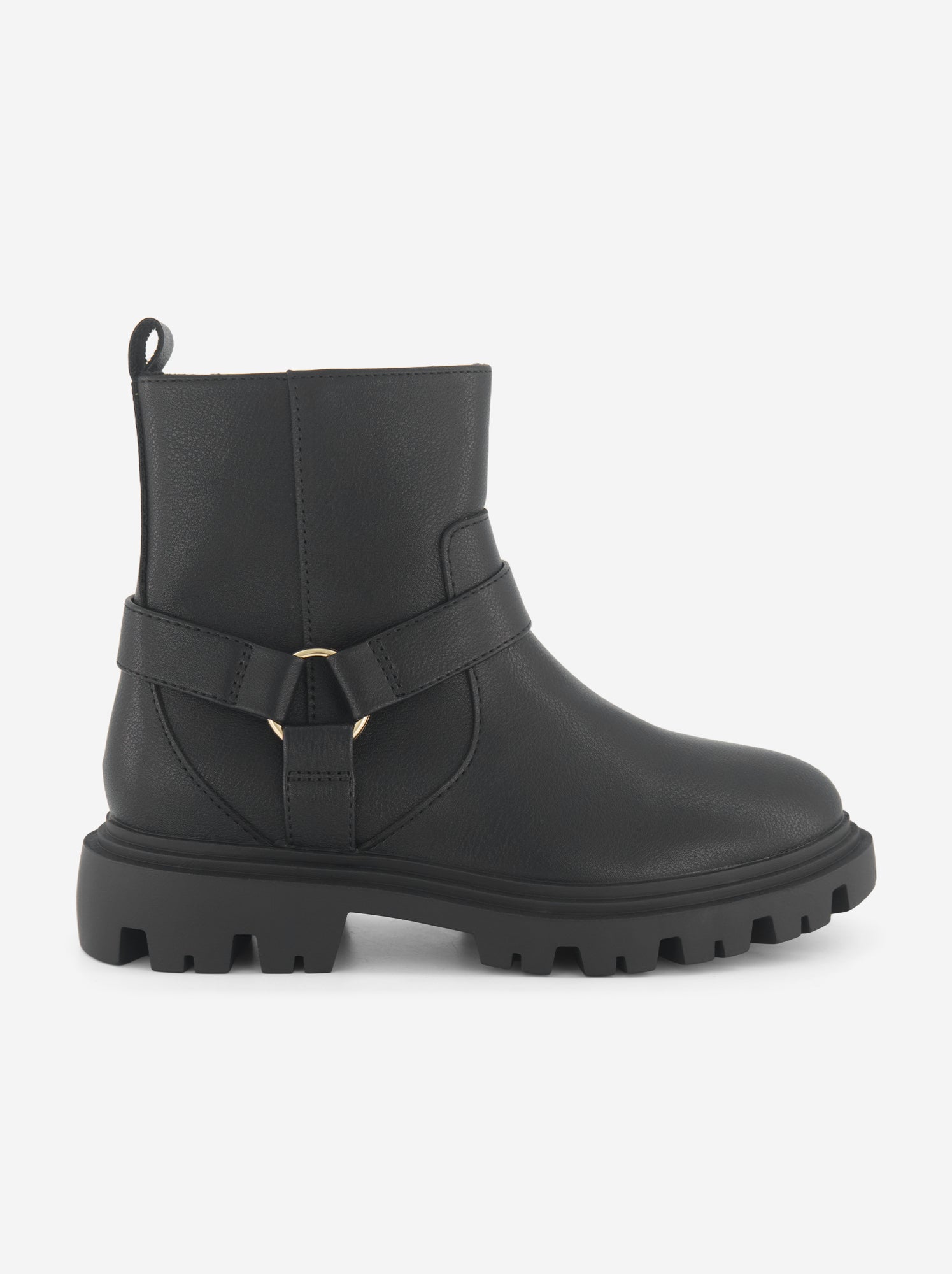 Boots en simili avec sangles fantaisies - Noir