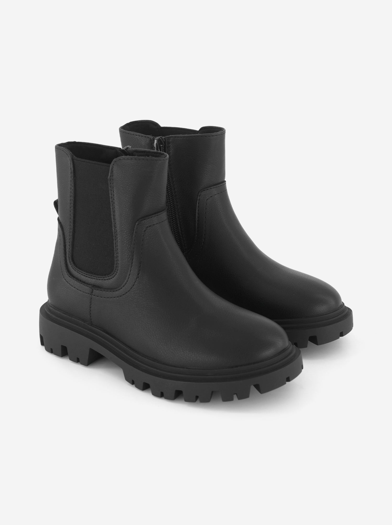 Boots en simili avec semelle crantée - Noir
