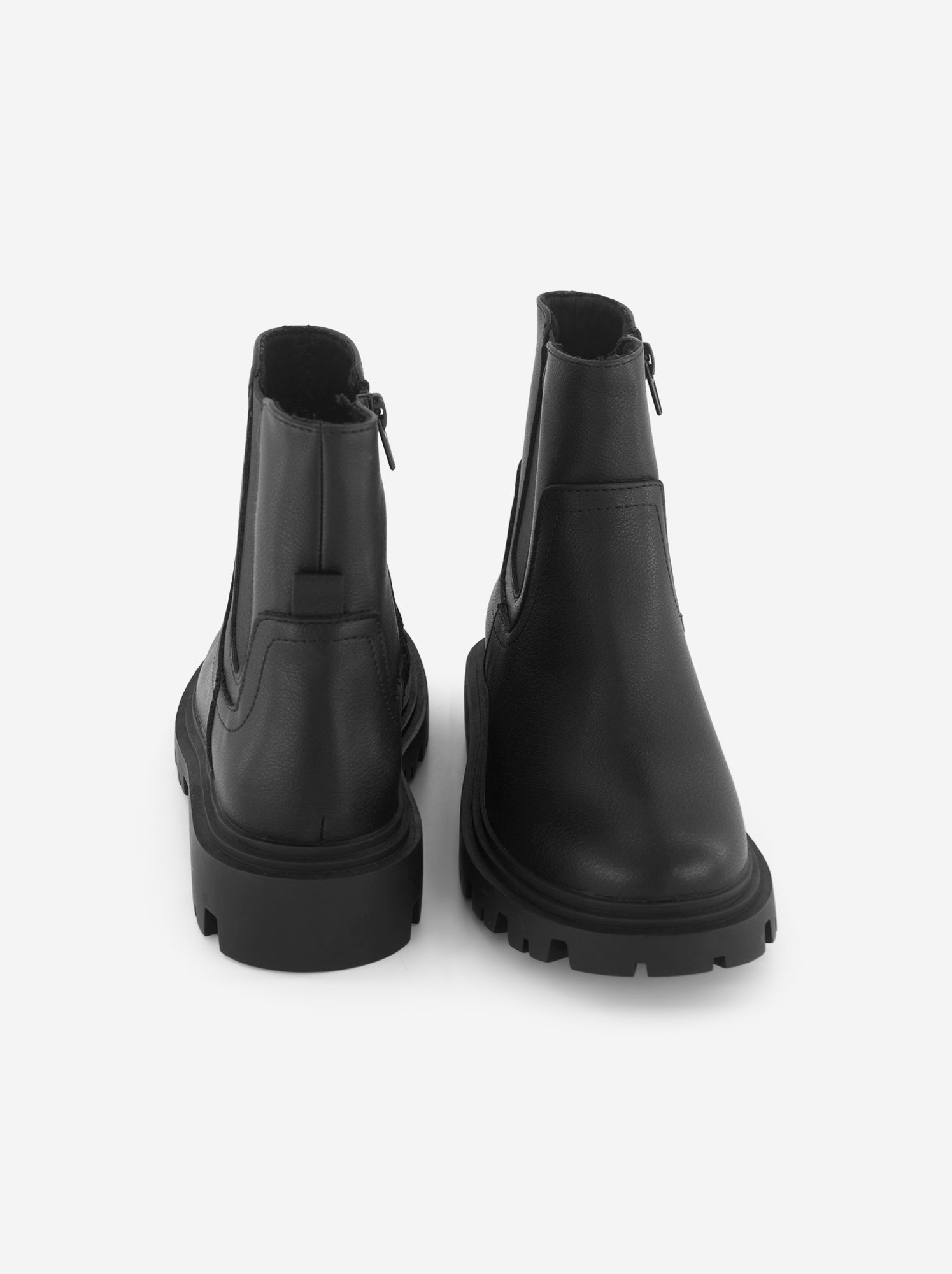 Boots en simili avec semelle crantée - Noir