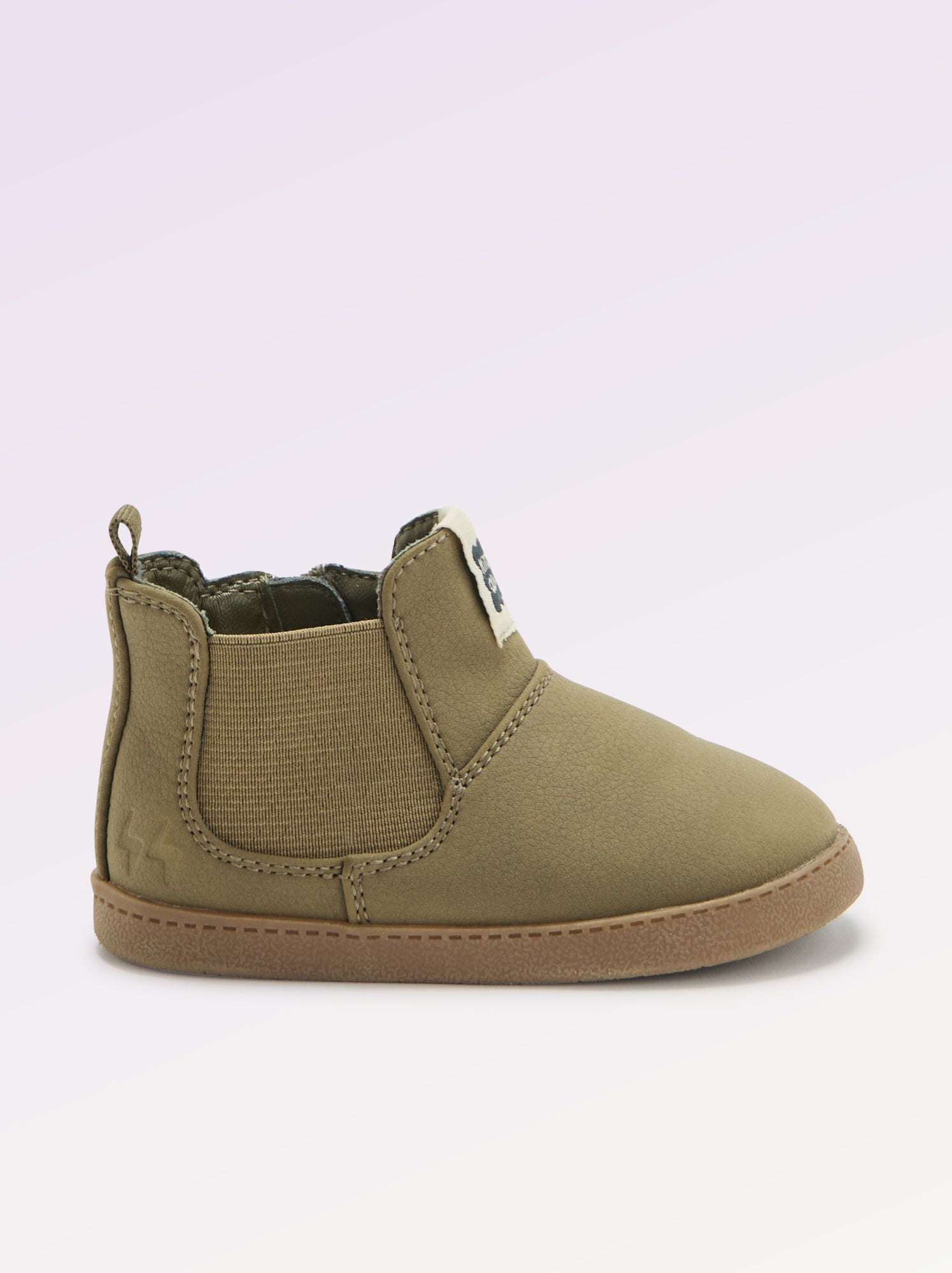 Boots en simili avec soufflet élastiqué - Kaki