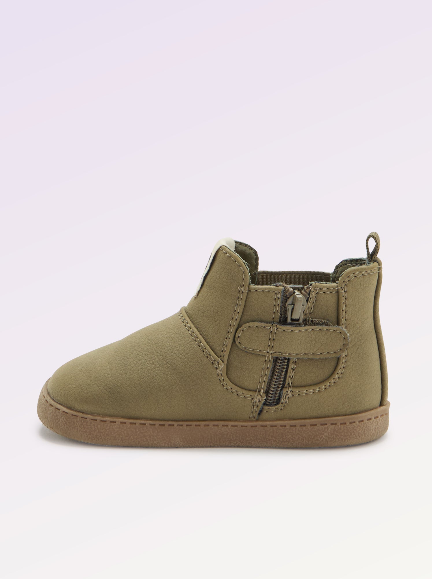 Boots en simili avec soufflet élastiqué - Kaki