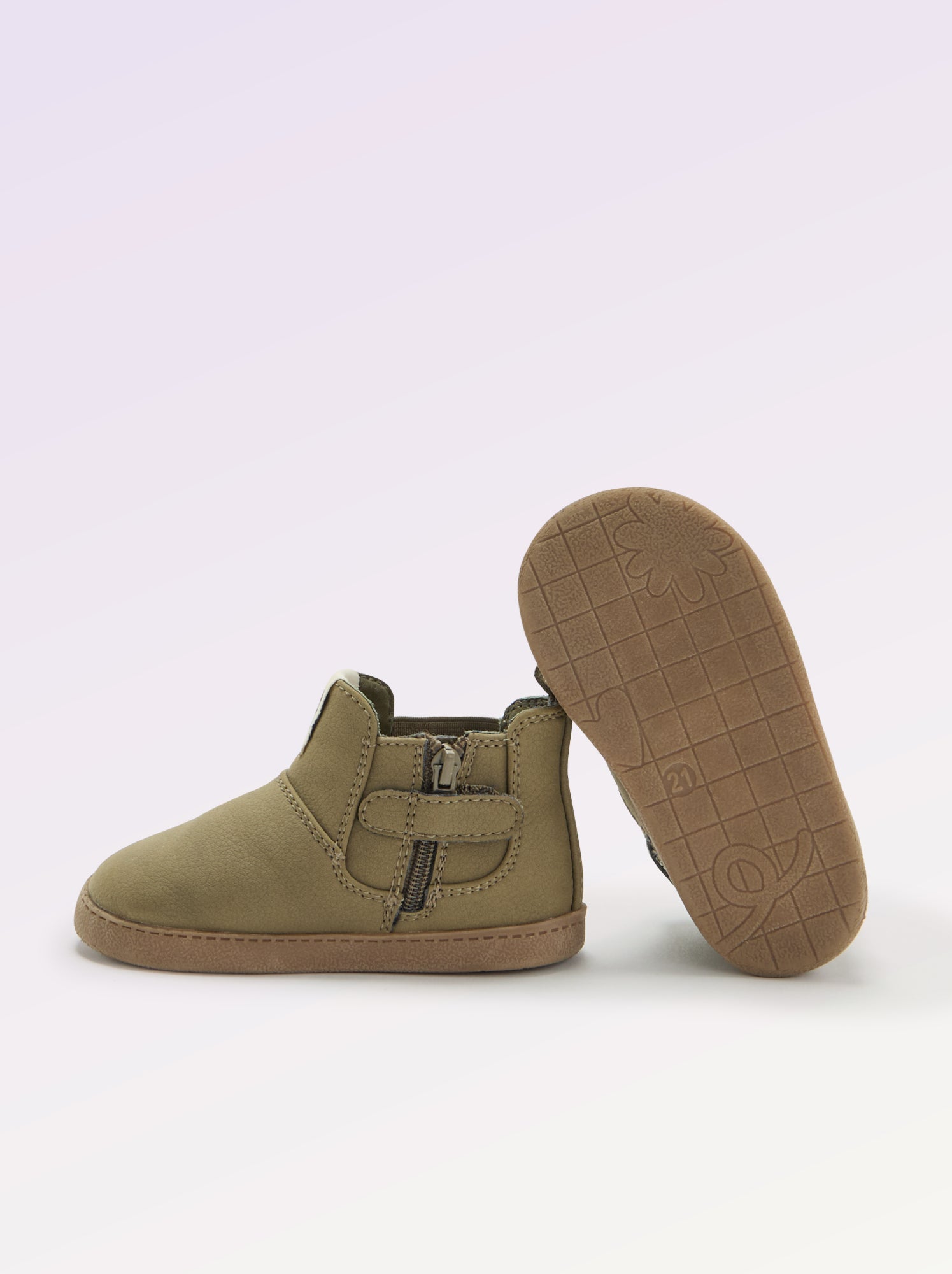 Boots en simili avec soufflet élastiqué - Kaki