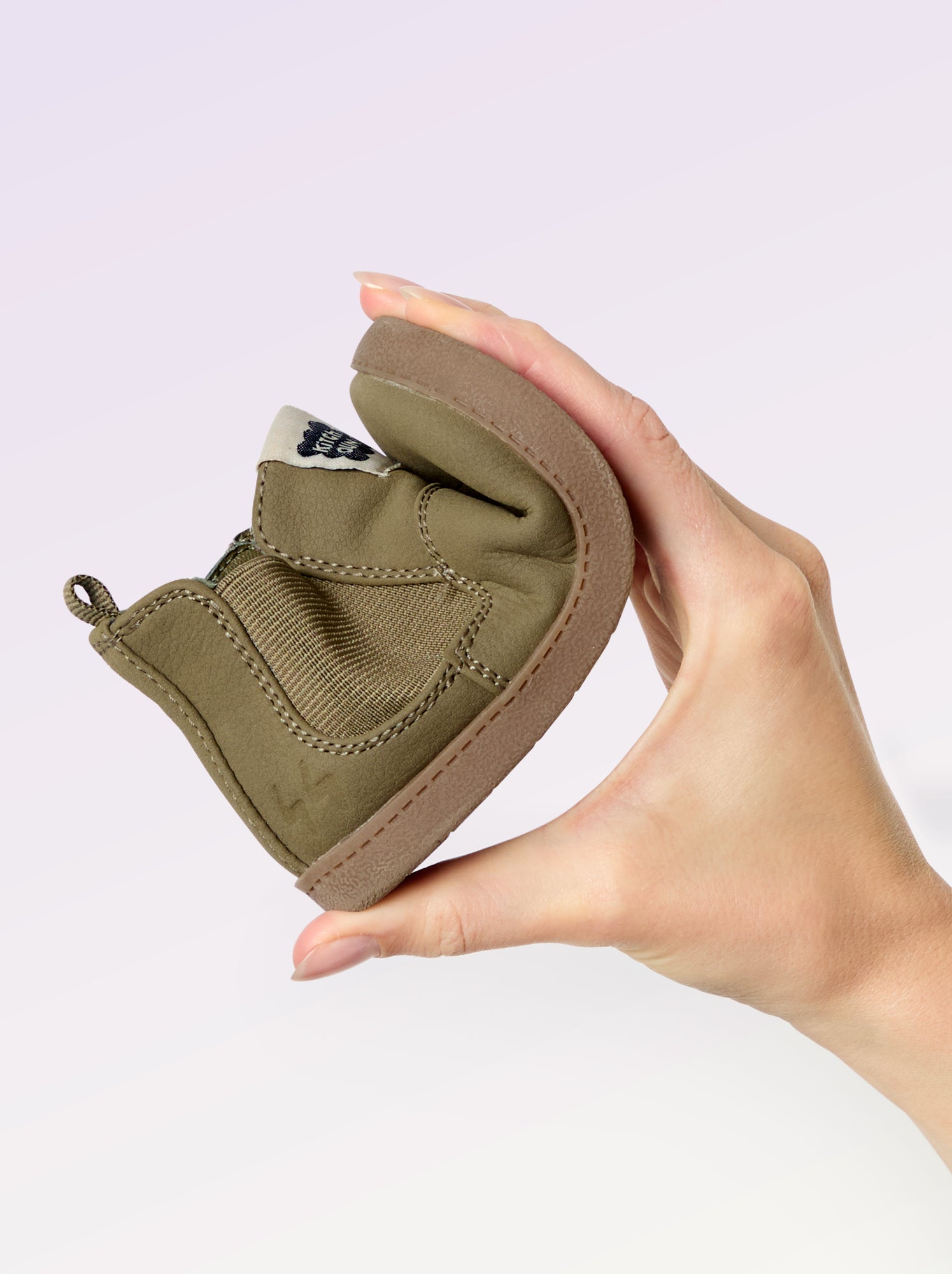 Boots en simili avec soufflet élastiqué - Kaki