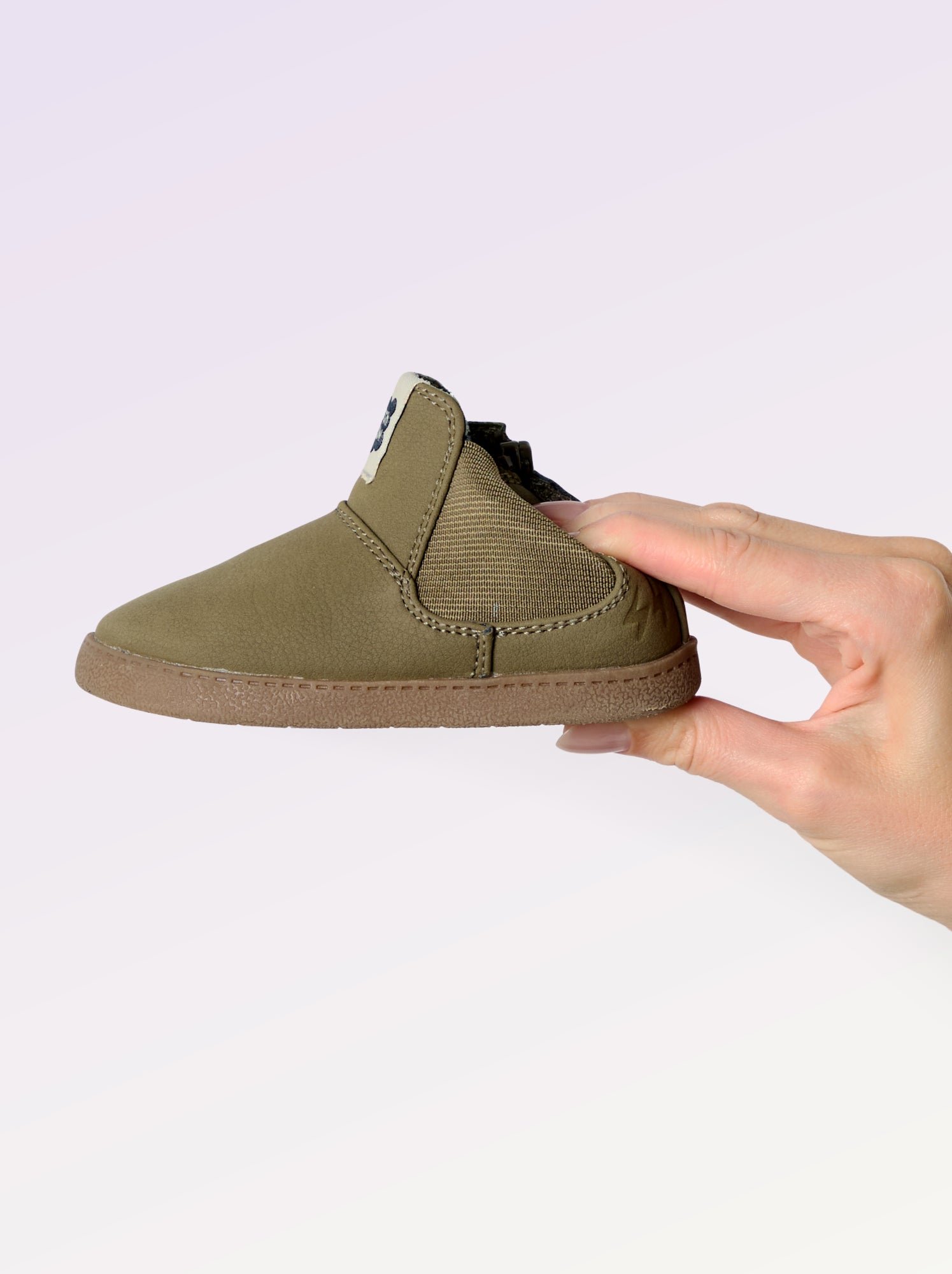 Boots en simili avec soufflet élastiqué - Kaki