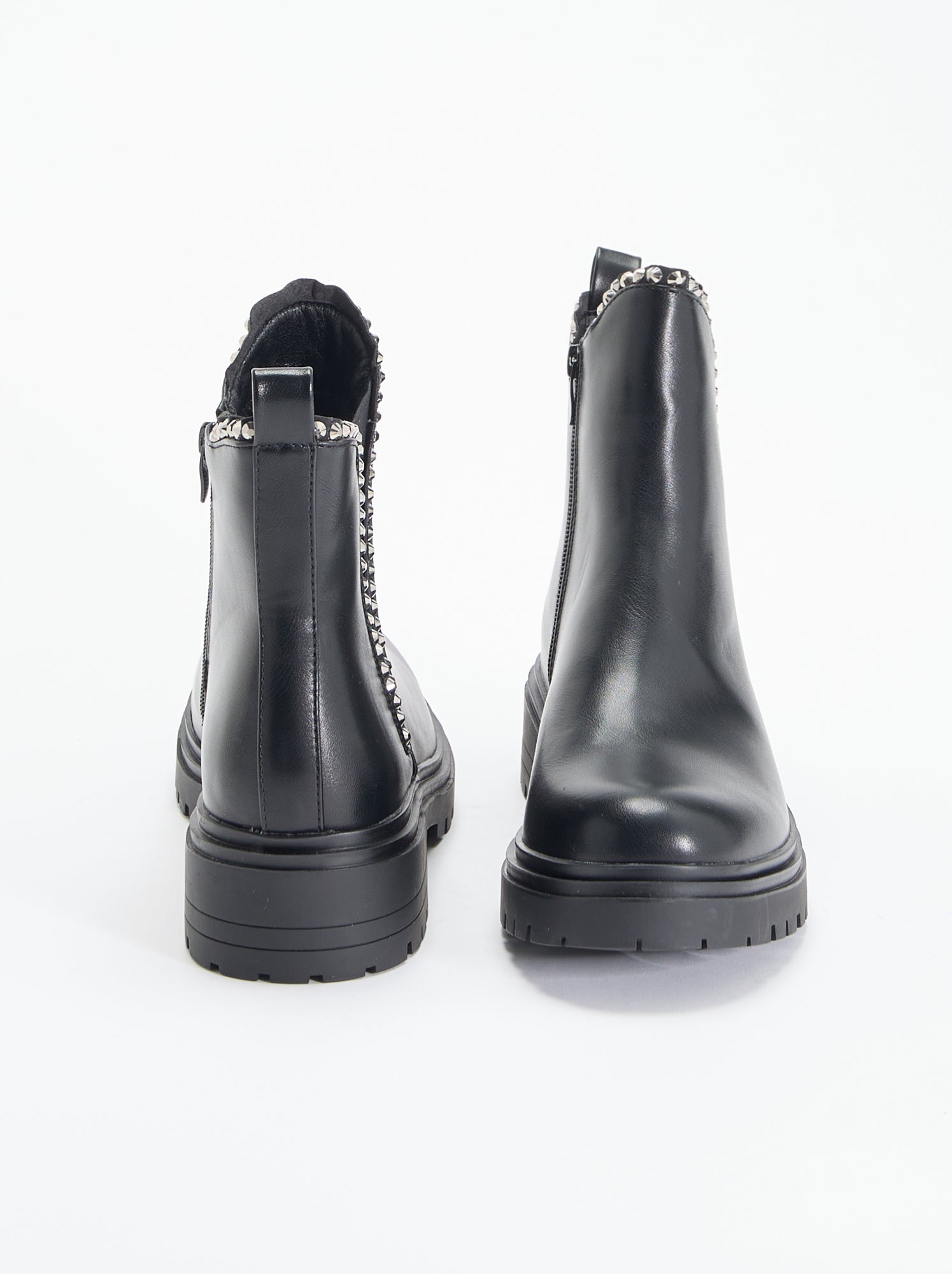 Boots en simili avec strass - Noir