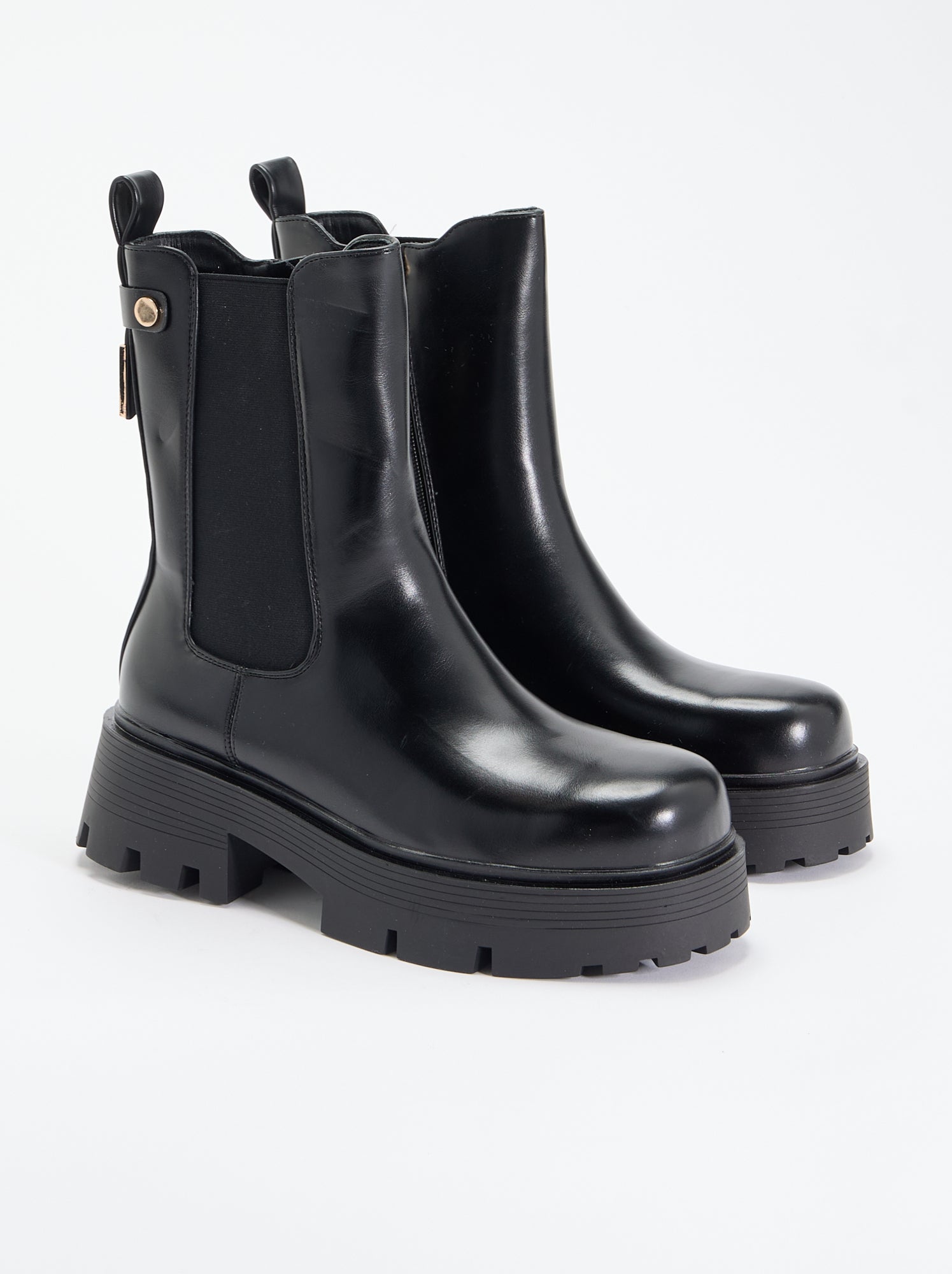 Boots mi-hautes en simili - Noir