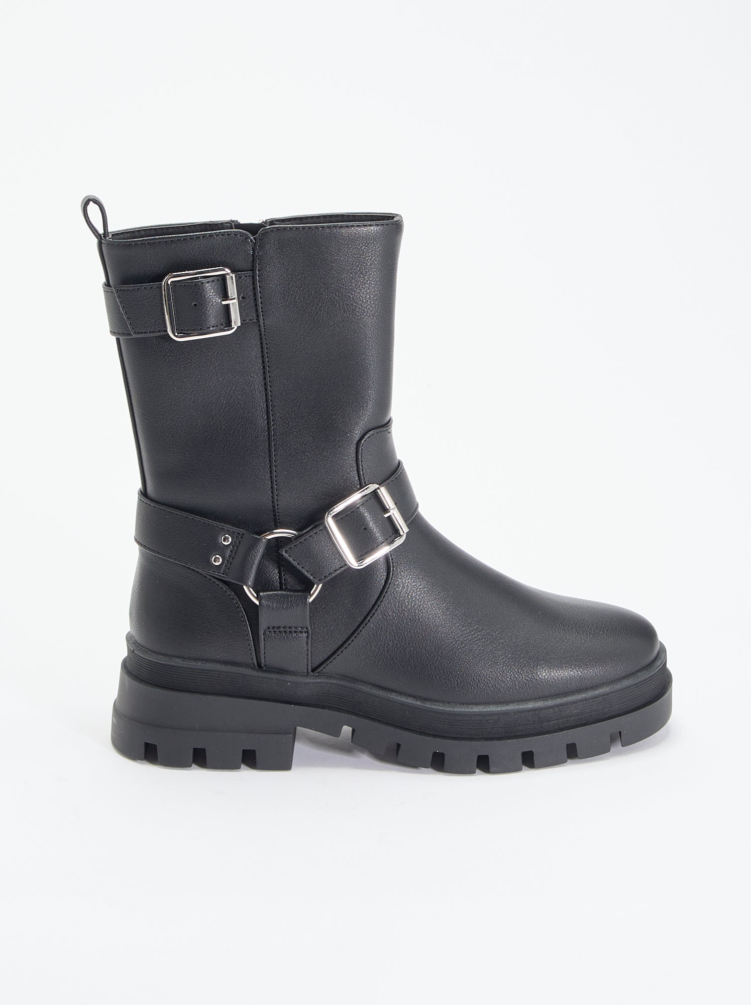 Boots motarde avec sangles fantaisies - Noir