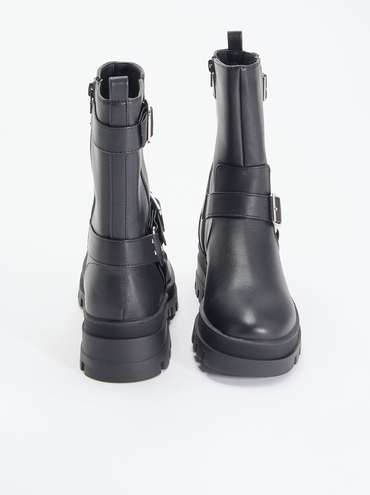 Boots motarde avec sangles fantaisies - Noir