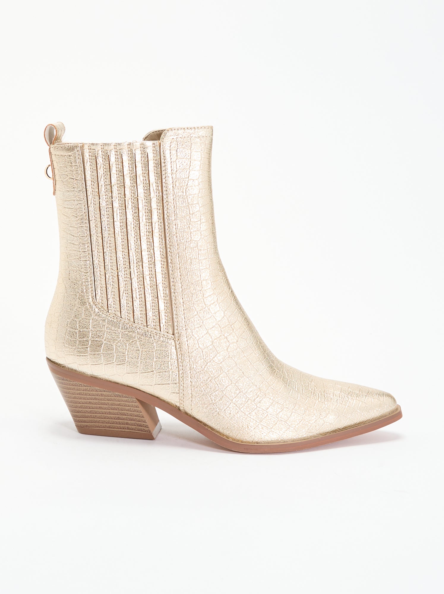Boots simili verni et texturé à talons - Jaune