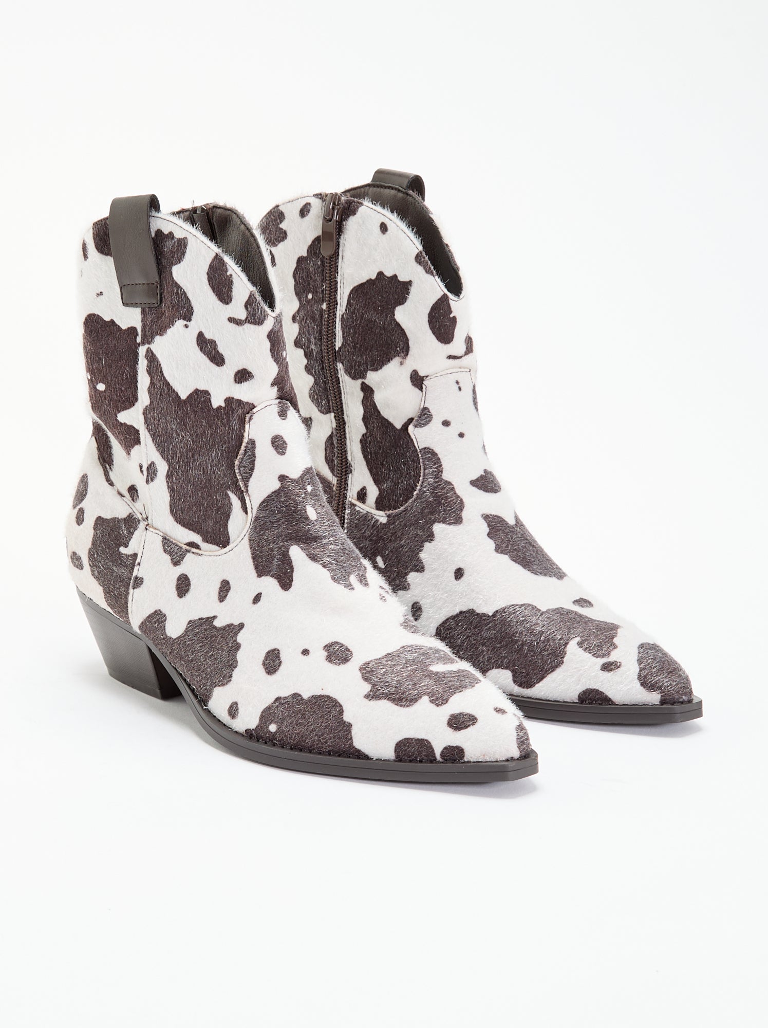 Boots style santiags imitation peau de vache - Marron (GJY05_1)