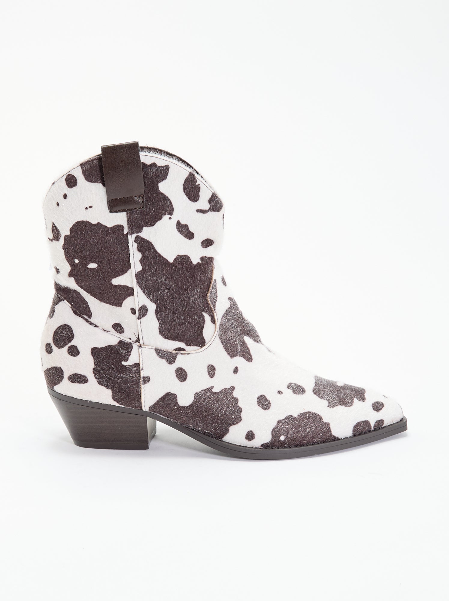 Boots style santiags imitation peau de vache - Marron (GJY05_1)
