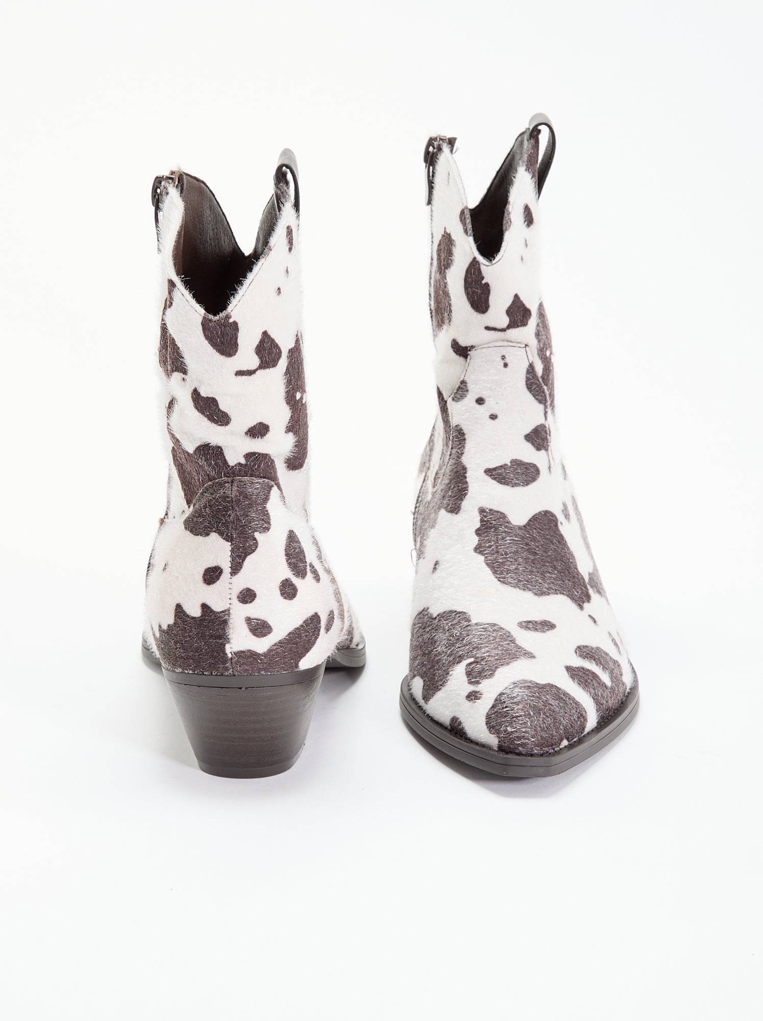 Boots style santiags imitation peau de vache - Marron (GJY05_1)