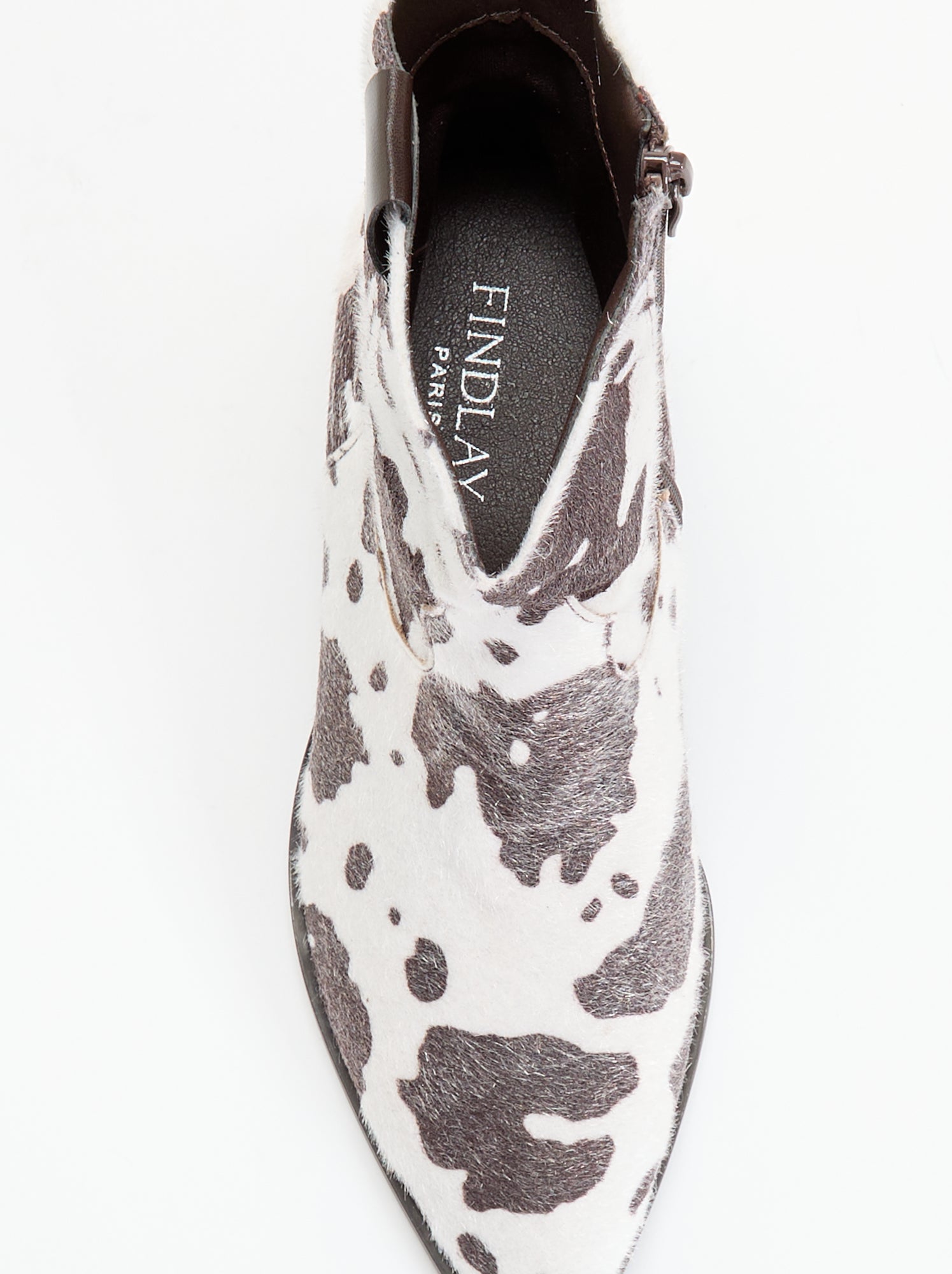 Boots style santiags imitation peau de vache - Marron (GJY05_1)