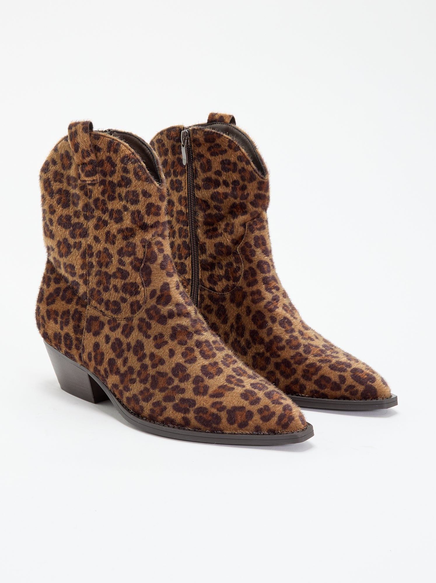 Boots style santiags imitation peau de vache - Marron (GJY05_2)