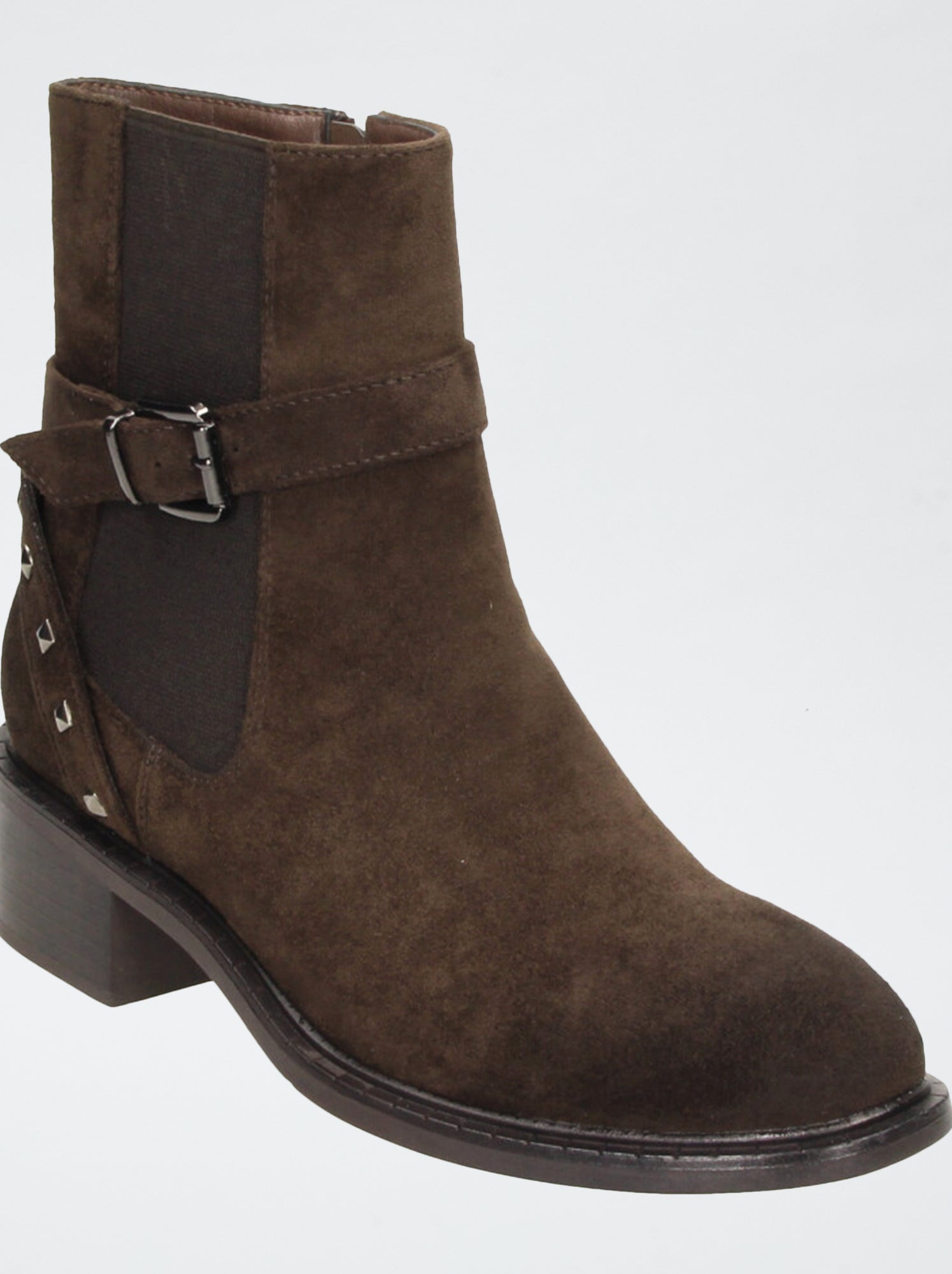 Boots zippées en suédine - Marron