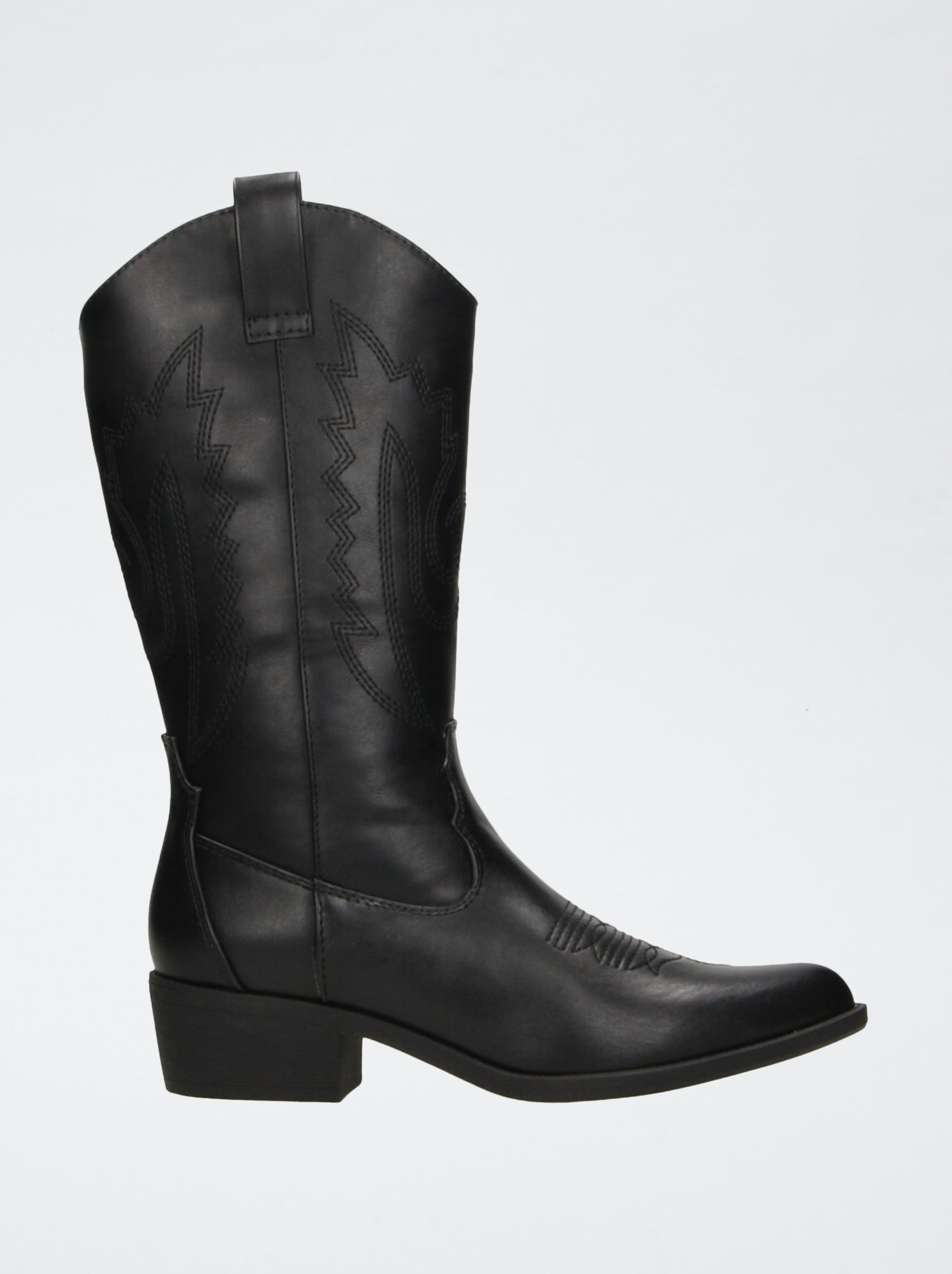 Bottes type western en simili - Noir