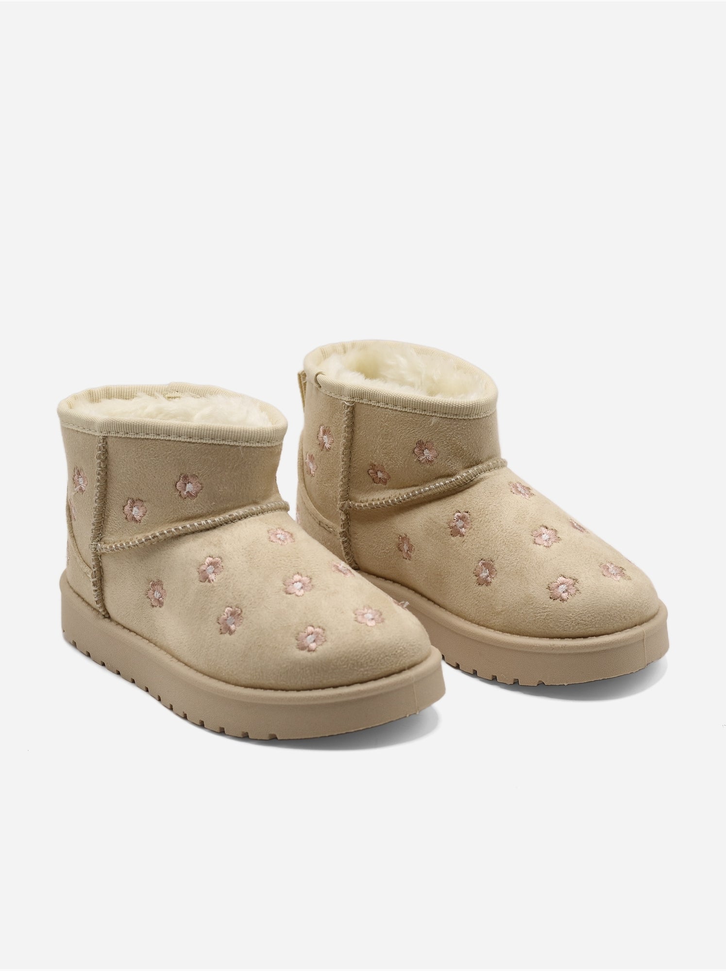 Bottines à motifs florales - Crème