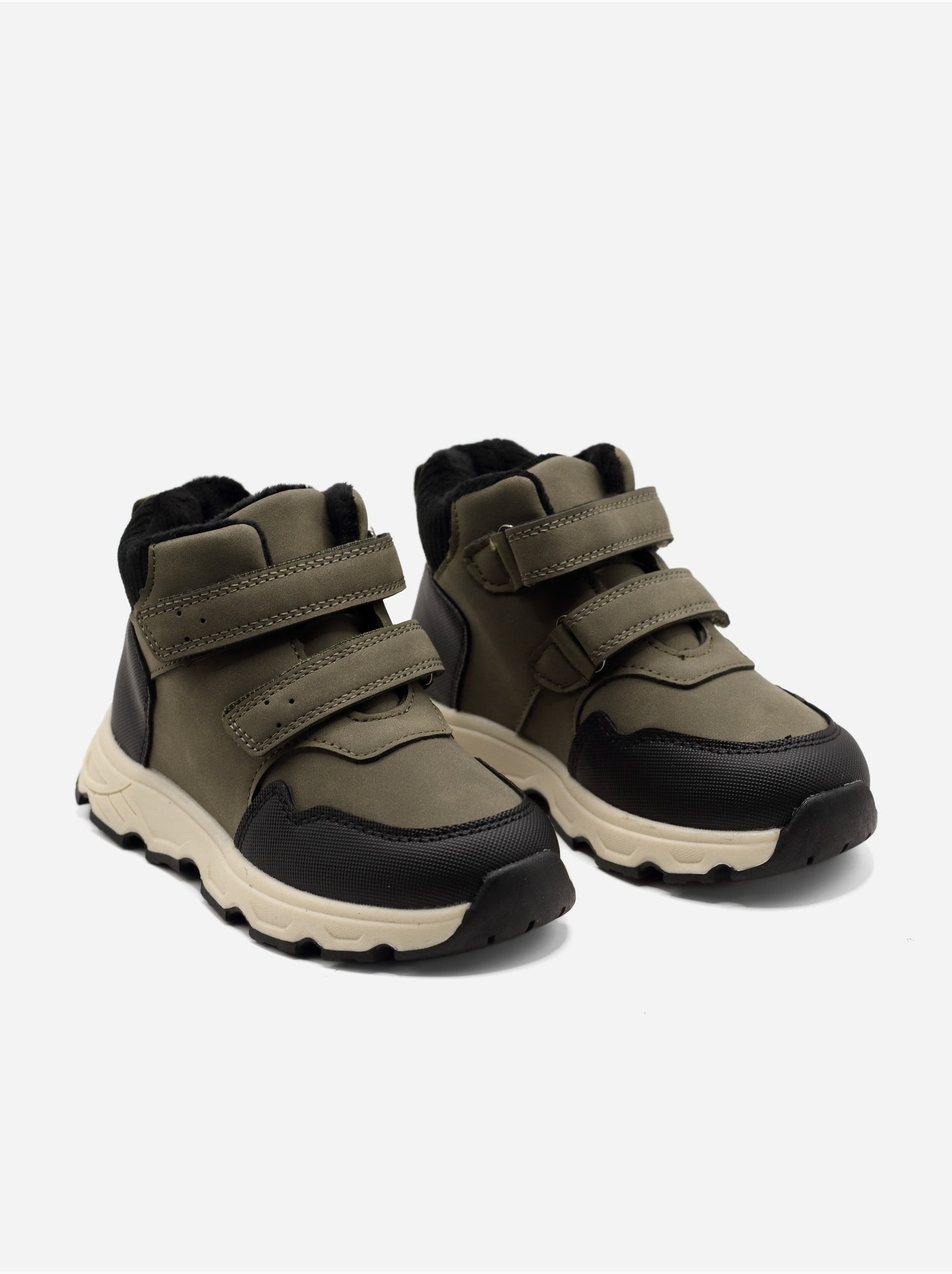 Bottines à scratchs - Blanc Kaki