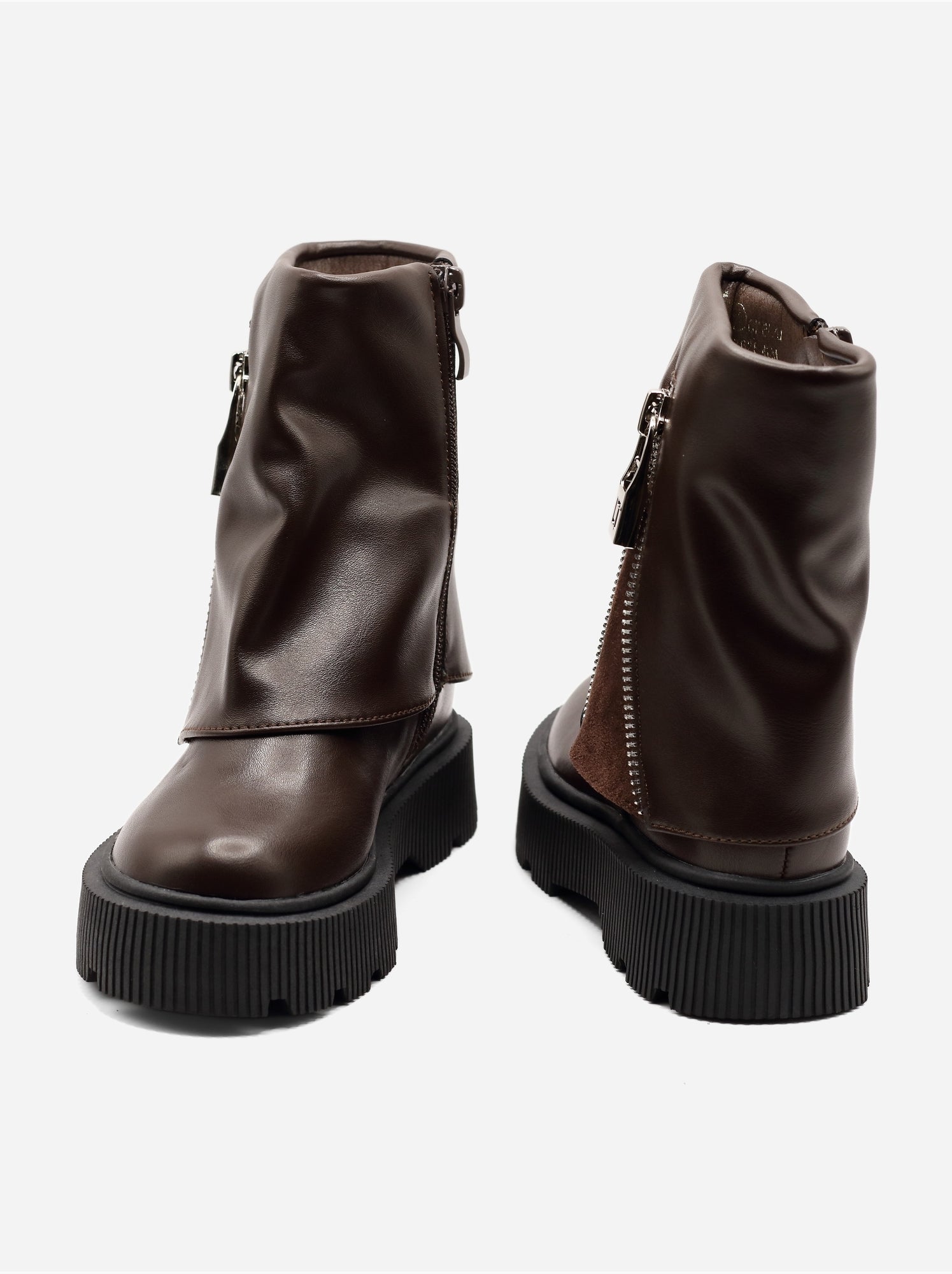 Bottines à semelles crantées - Marron