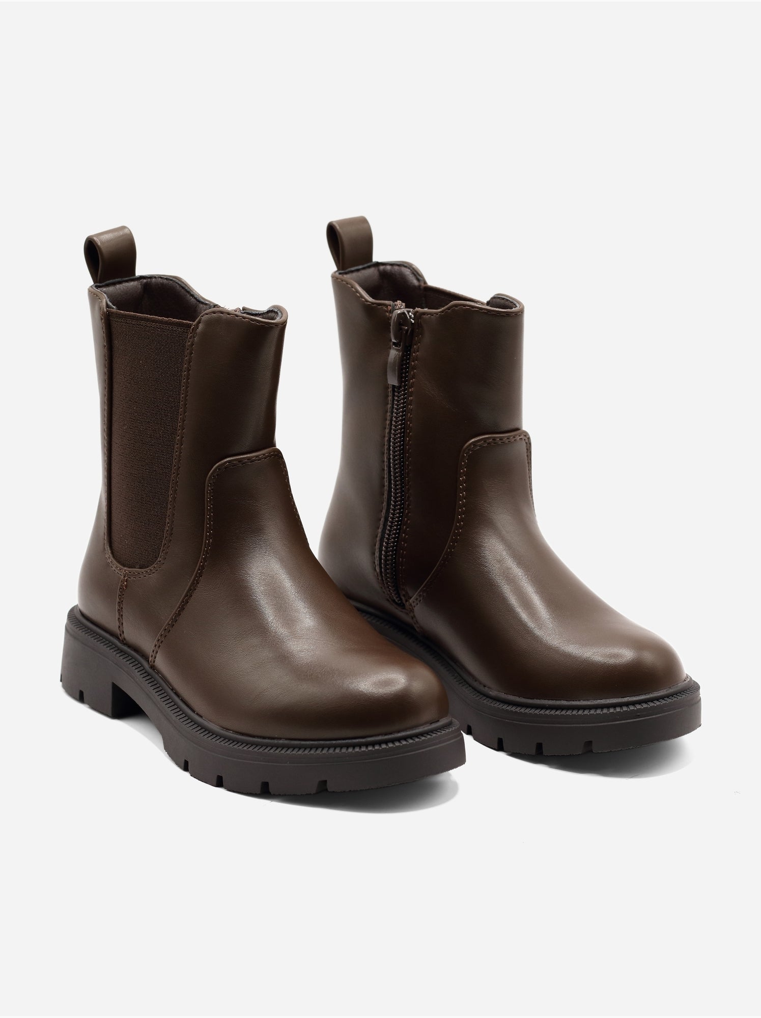 Bottines à semelles crantées - Marron