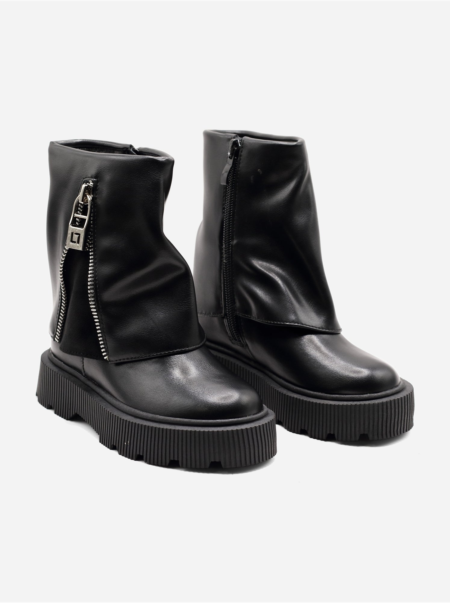 Bottines à semelles crantées - Noir