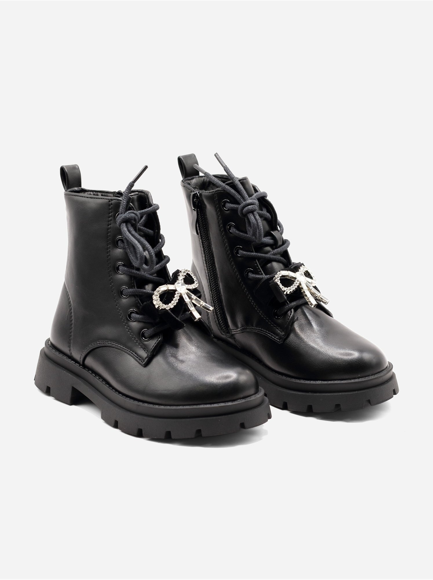 Bottines avec un nœud décoratif - Noir mat