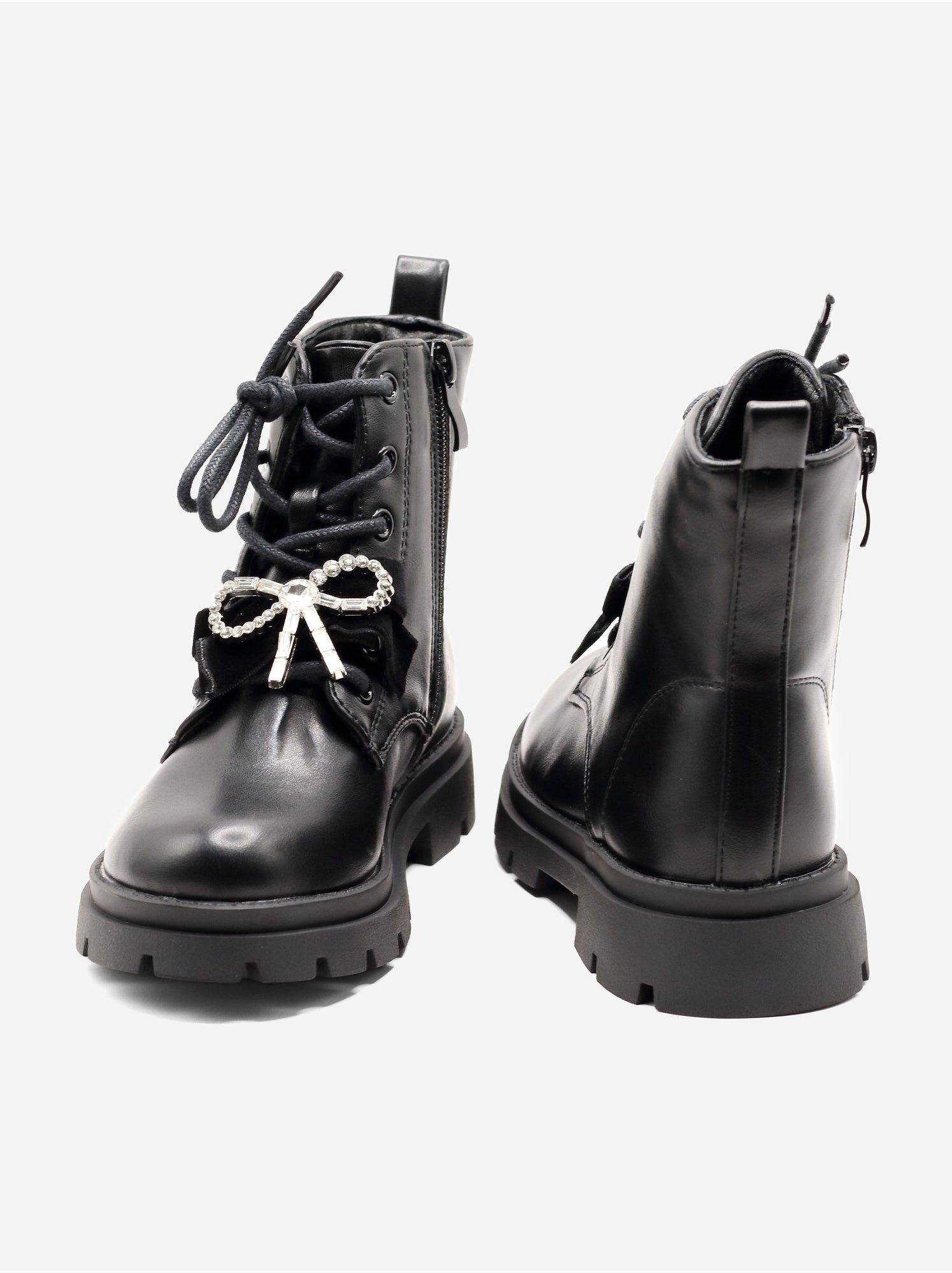 Bottines avec un nœud décoratif - Noir mat