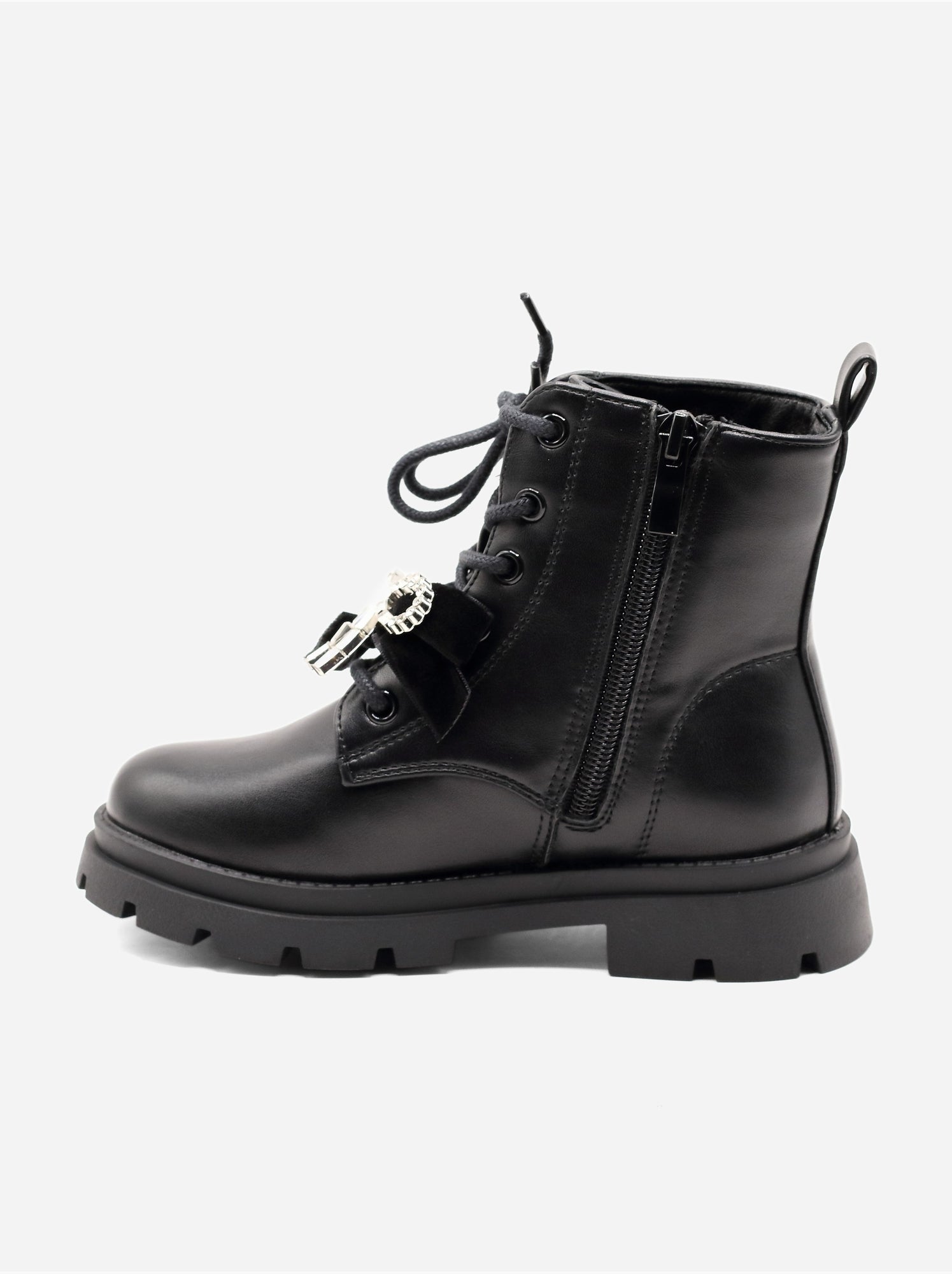 Bottines avec un nœud décoratif - Noir mat