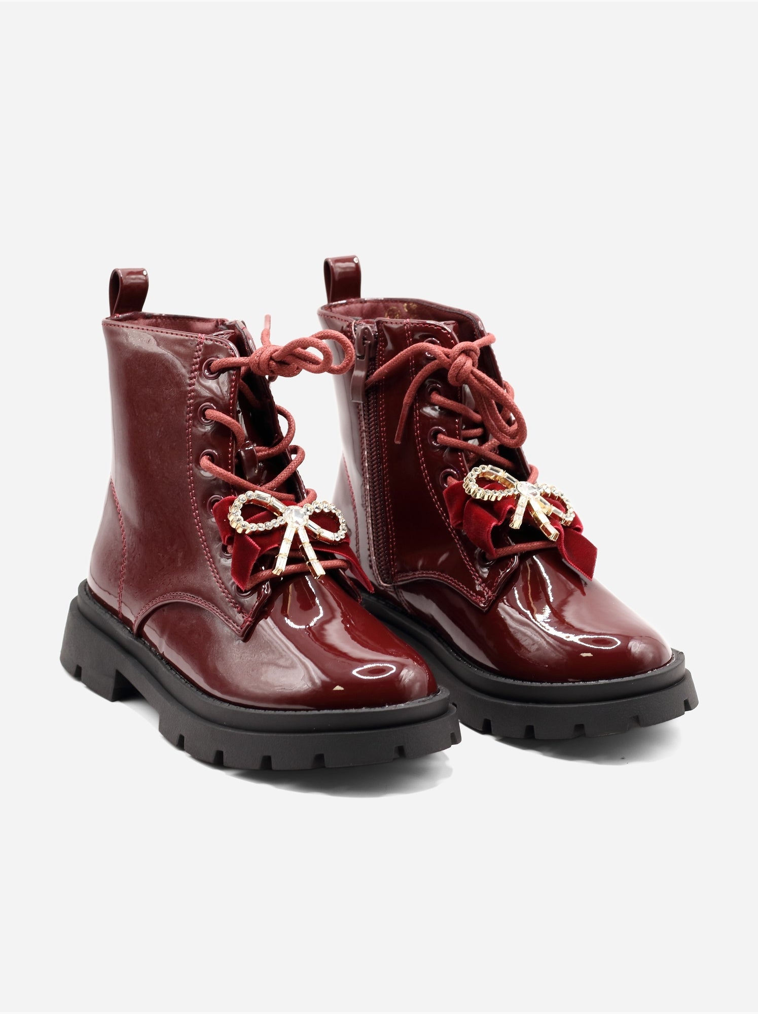 Bottines avec un nœud décoratif - Rouge