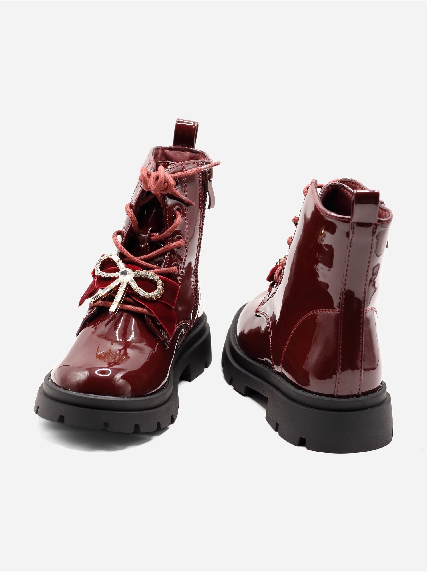 Bottines avec un nœud décoratif - Rouge