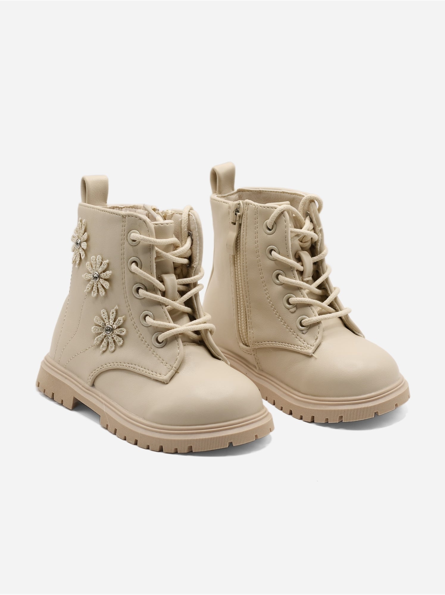 Bottines bébé a lacets - Crème