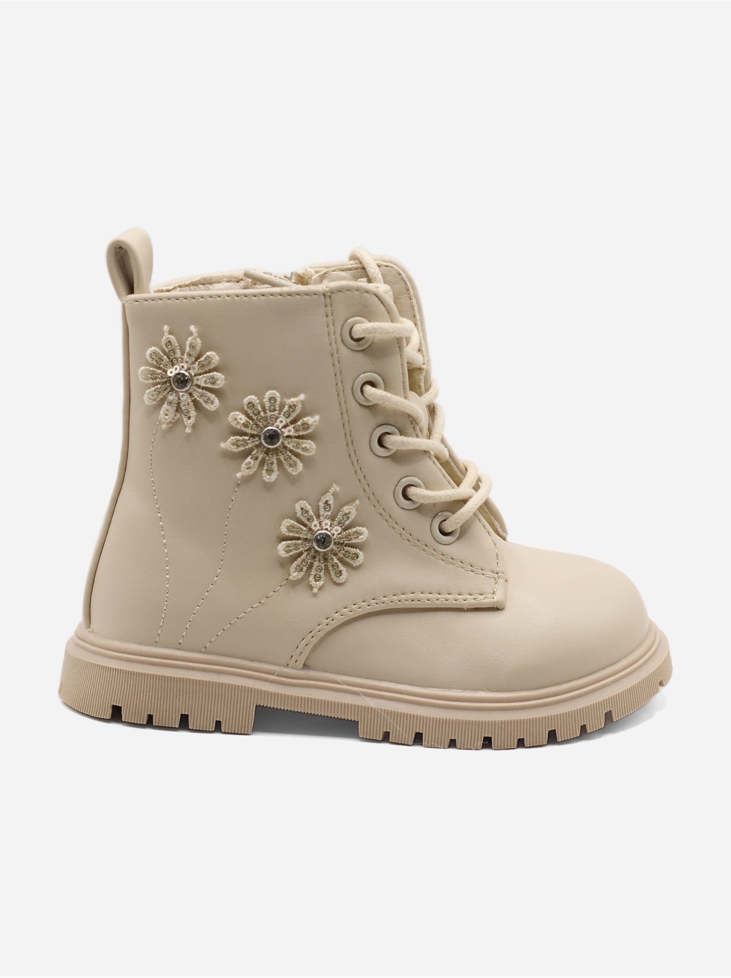 Bottines bébé a lacets - Crème