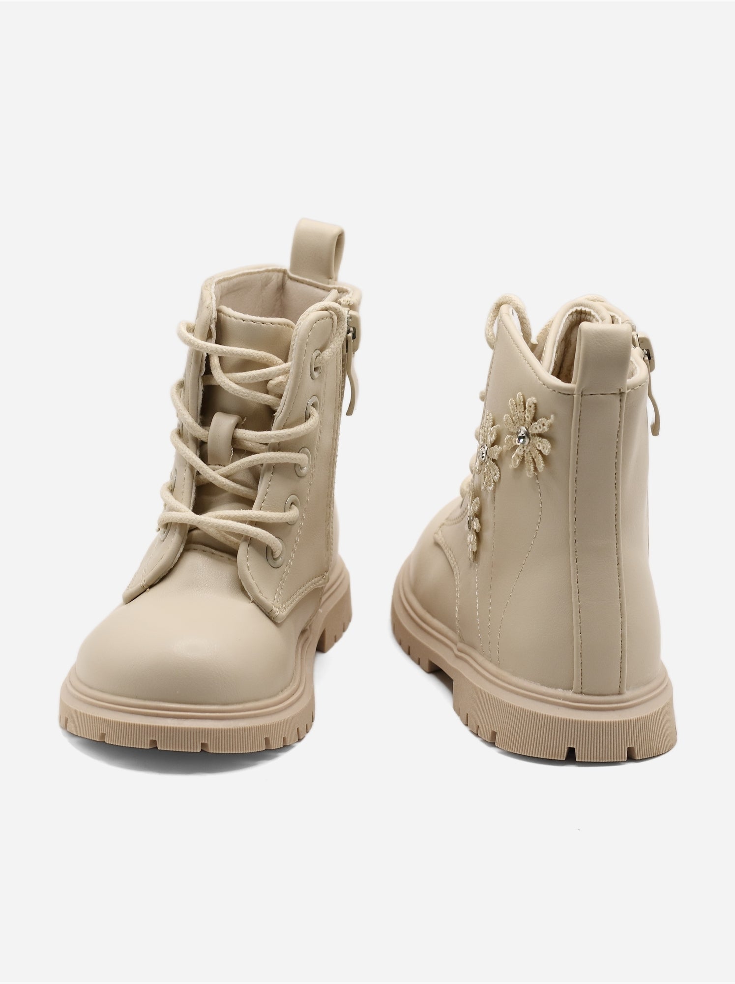 Bottines bébé a lacets - Crème