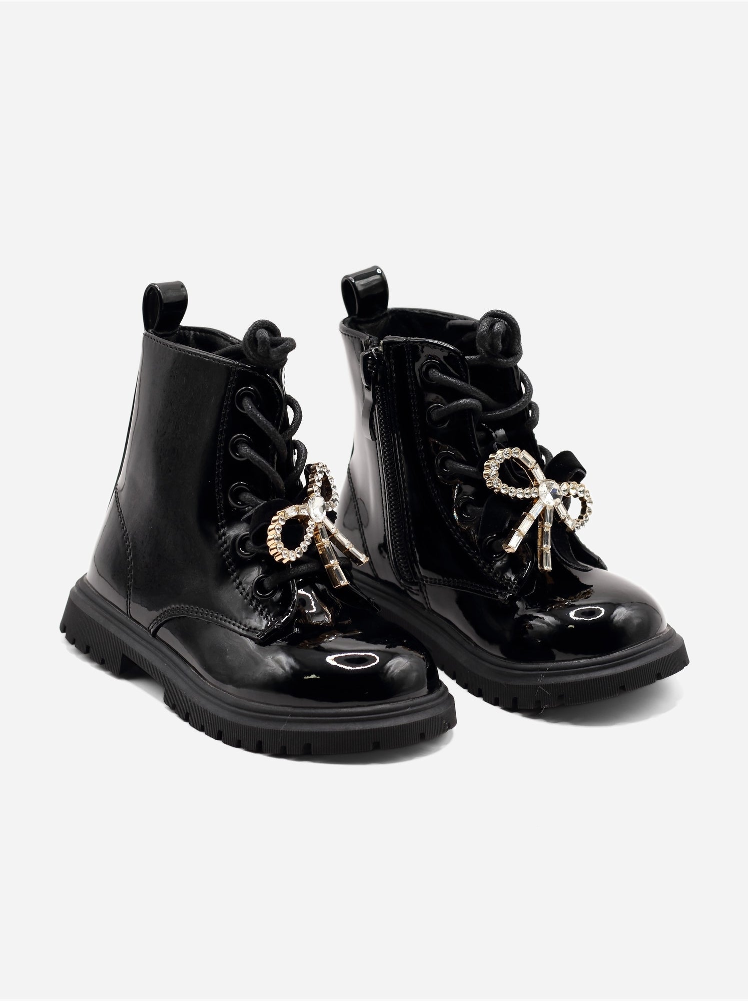 Bottines bébé avec un nœud décoratif - Noir