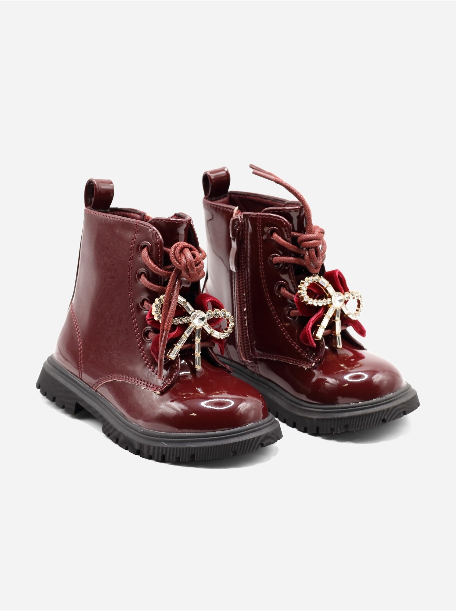 Bottines bébé avec un nœud décoratif - Rouge