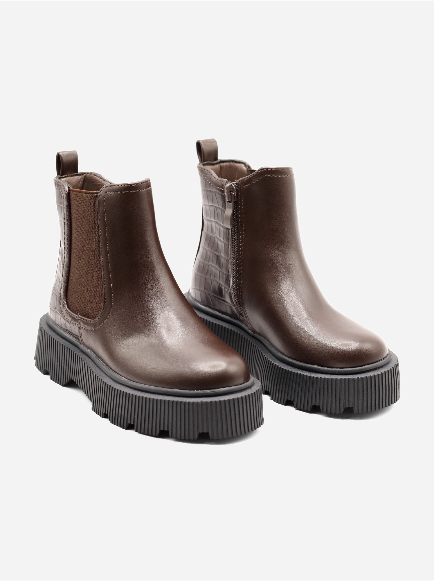 Bottines effet croco - Marron