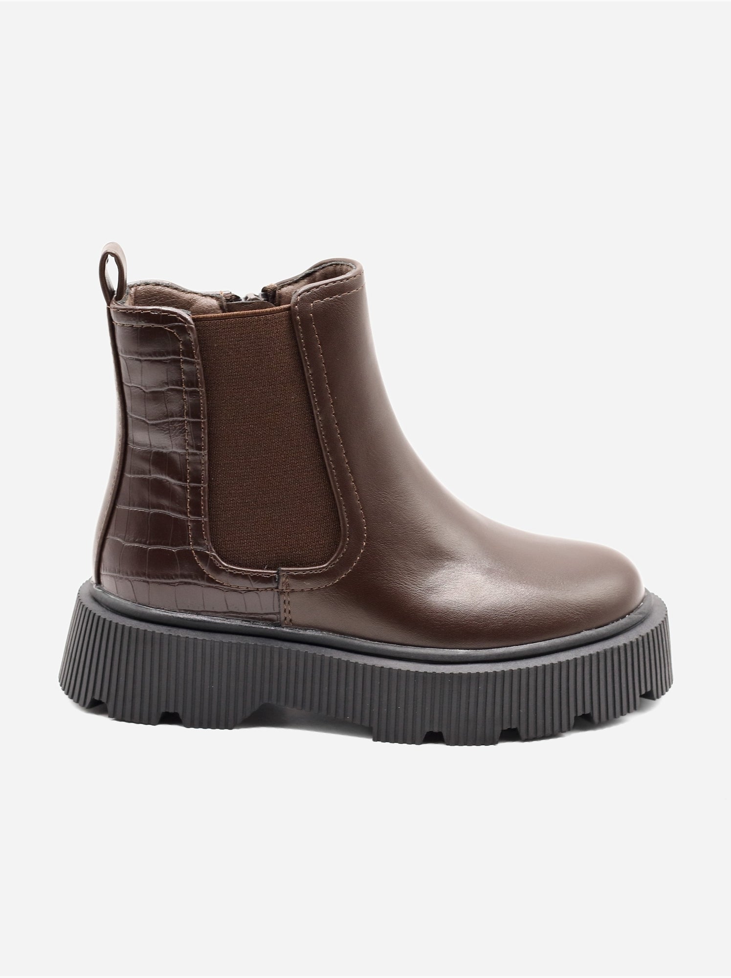 Bottines effet croco - Marron