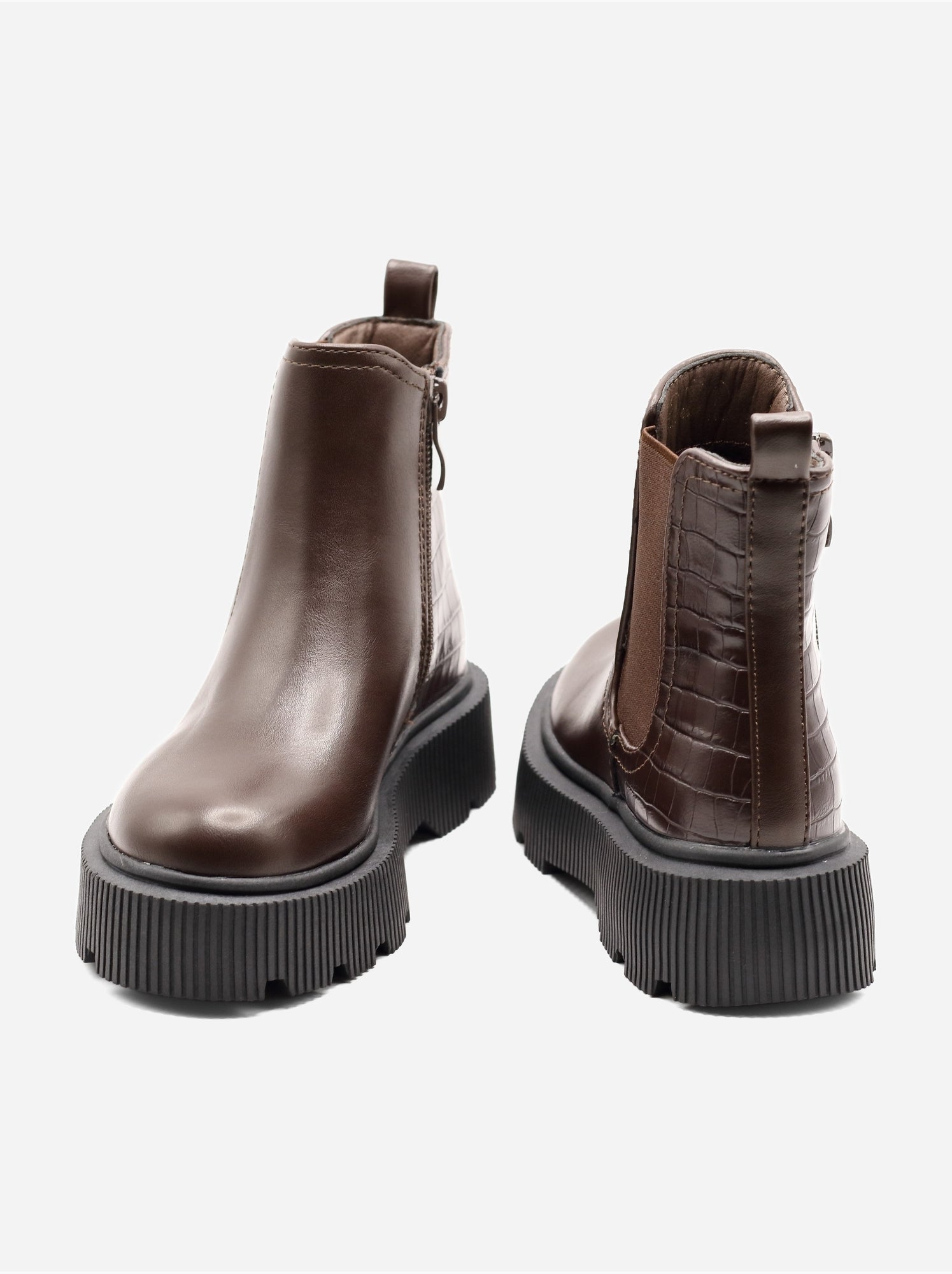 Bottines effet croco - Marron