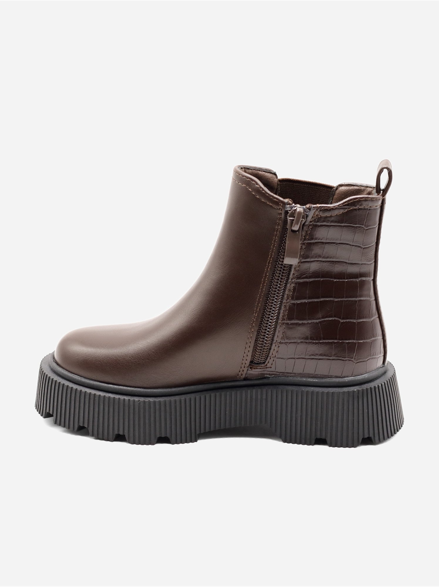 Bottines effet croco - Marron