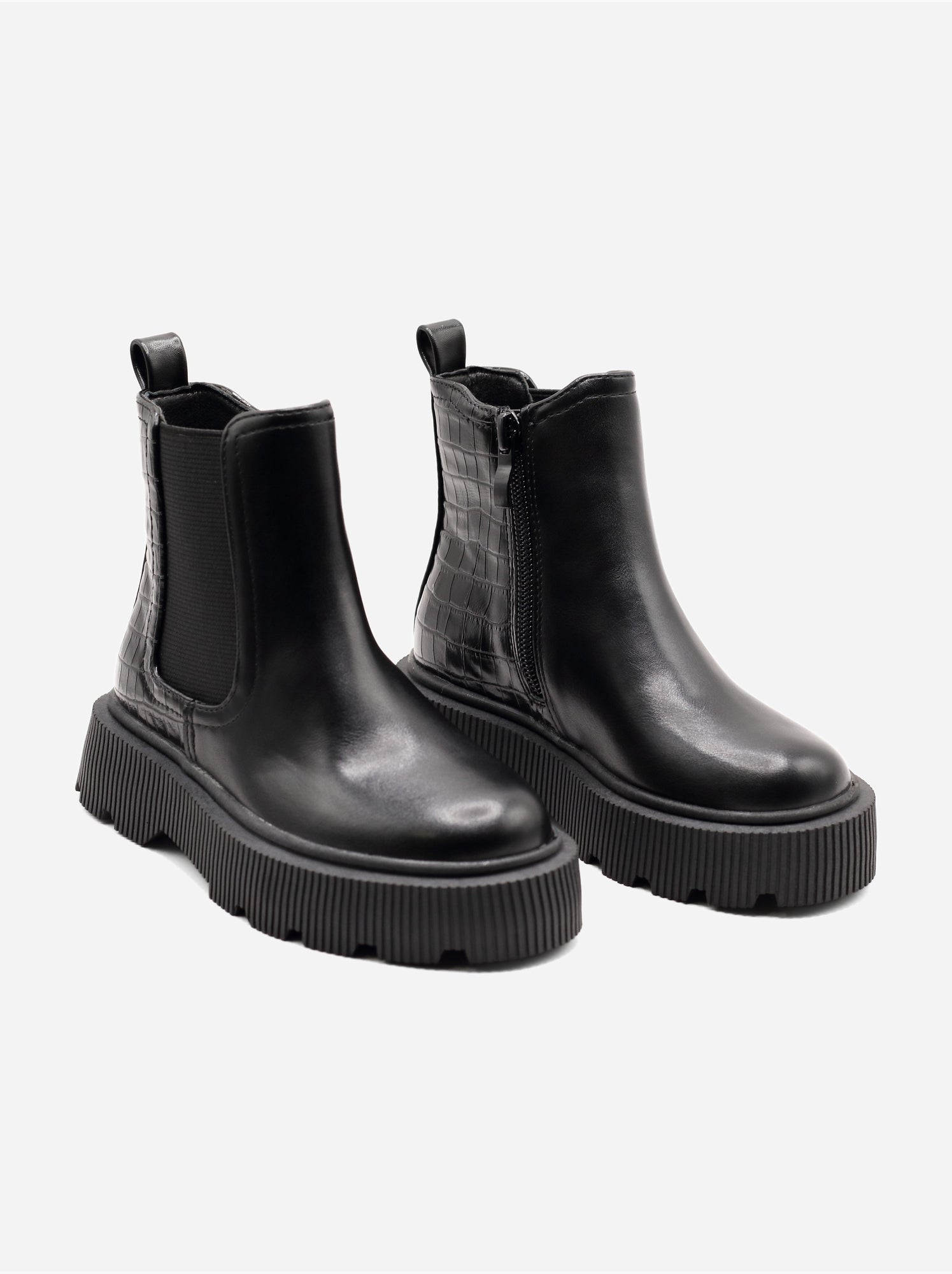 Bottines effet croco - Noir