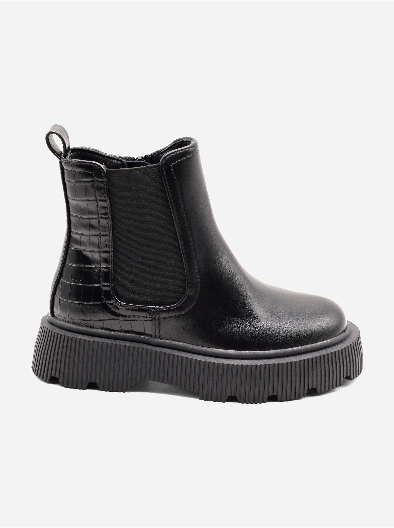 Bottines effet croco - Noir