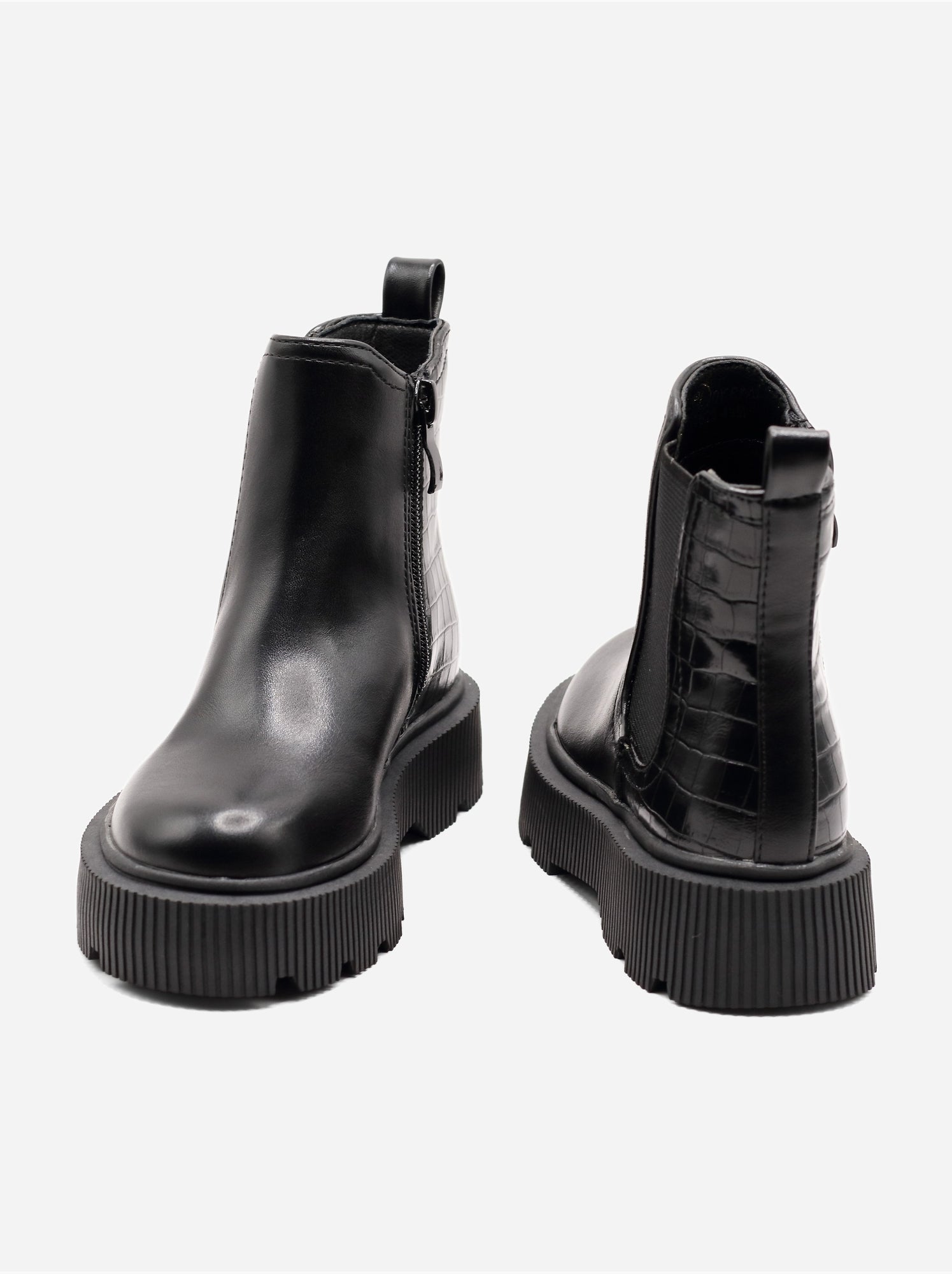 Bottines effet croco - Noir
