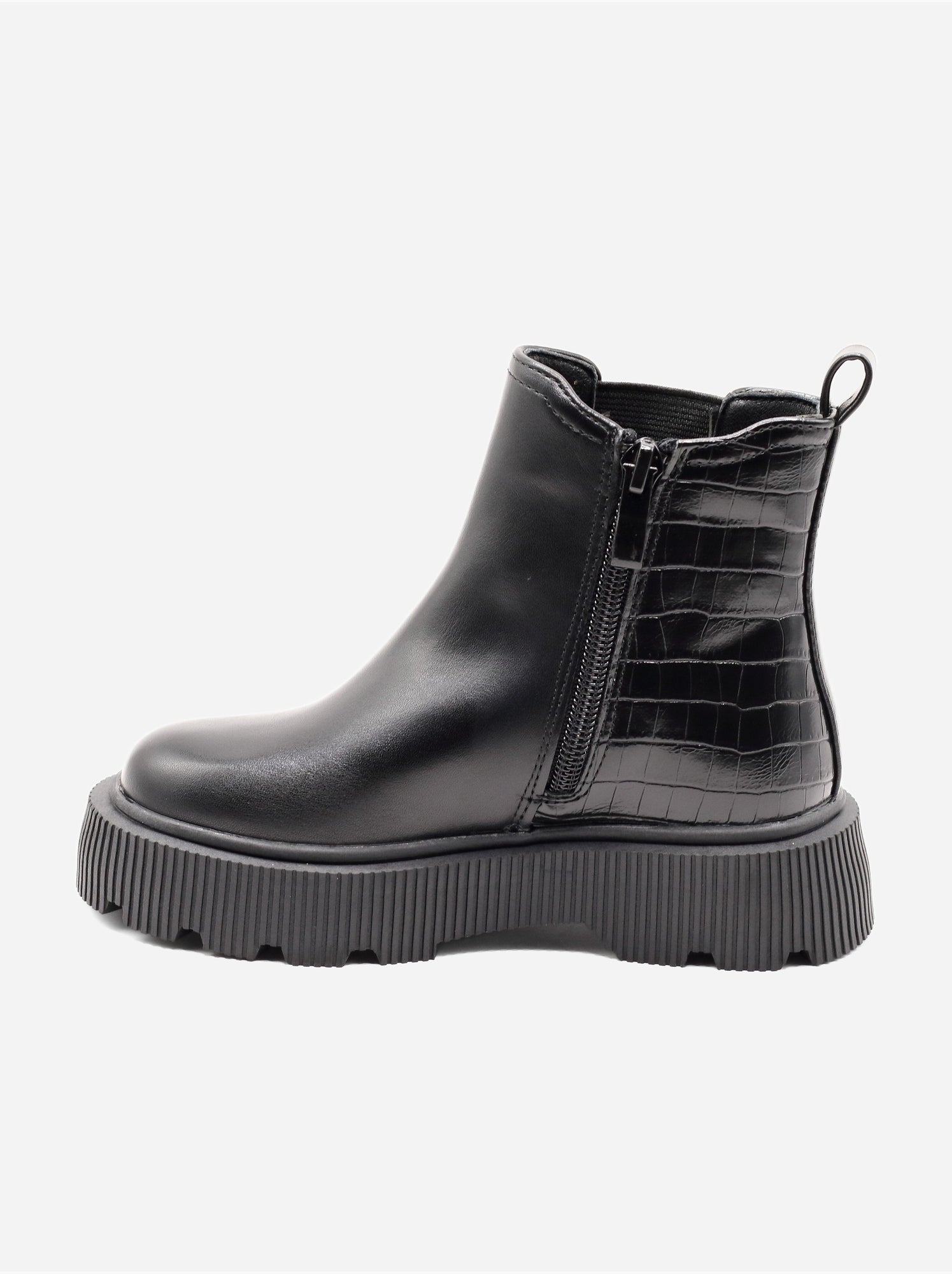 Bottines effet croco - Noir