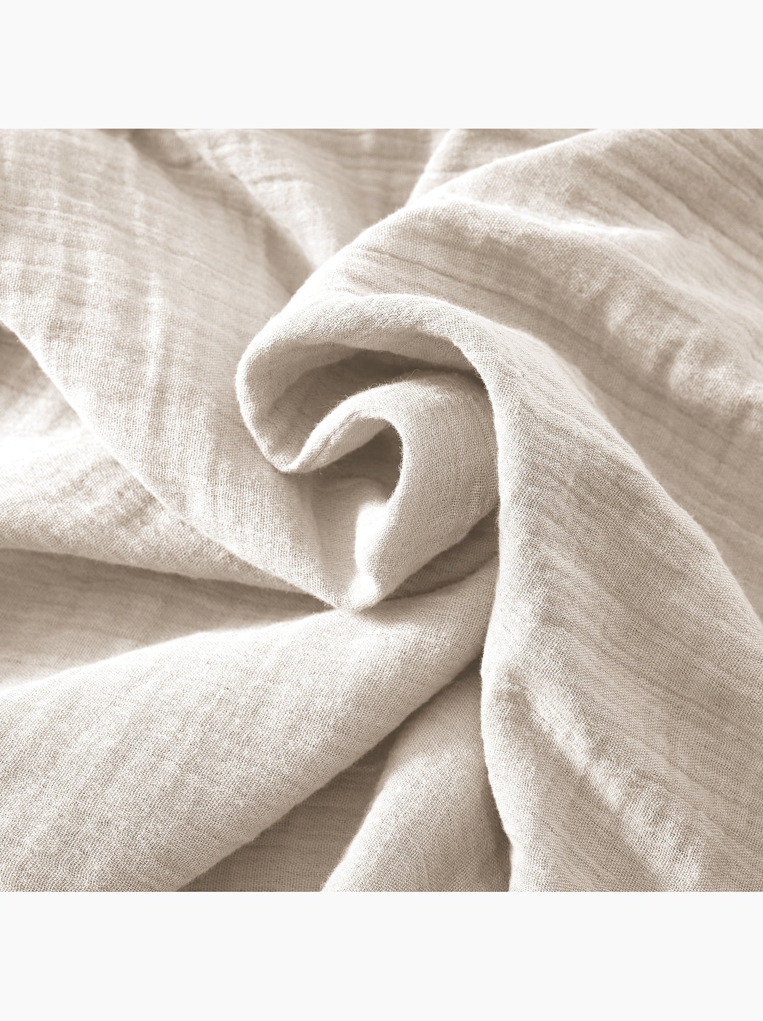 Bout de lit – double gaze de coton unie - finition pompon - gaïa - Beige naturel