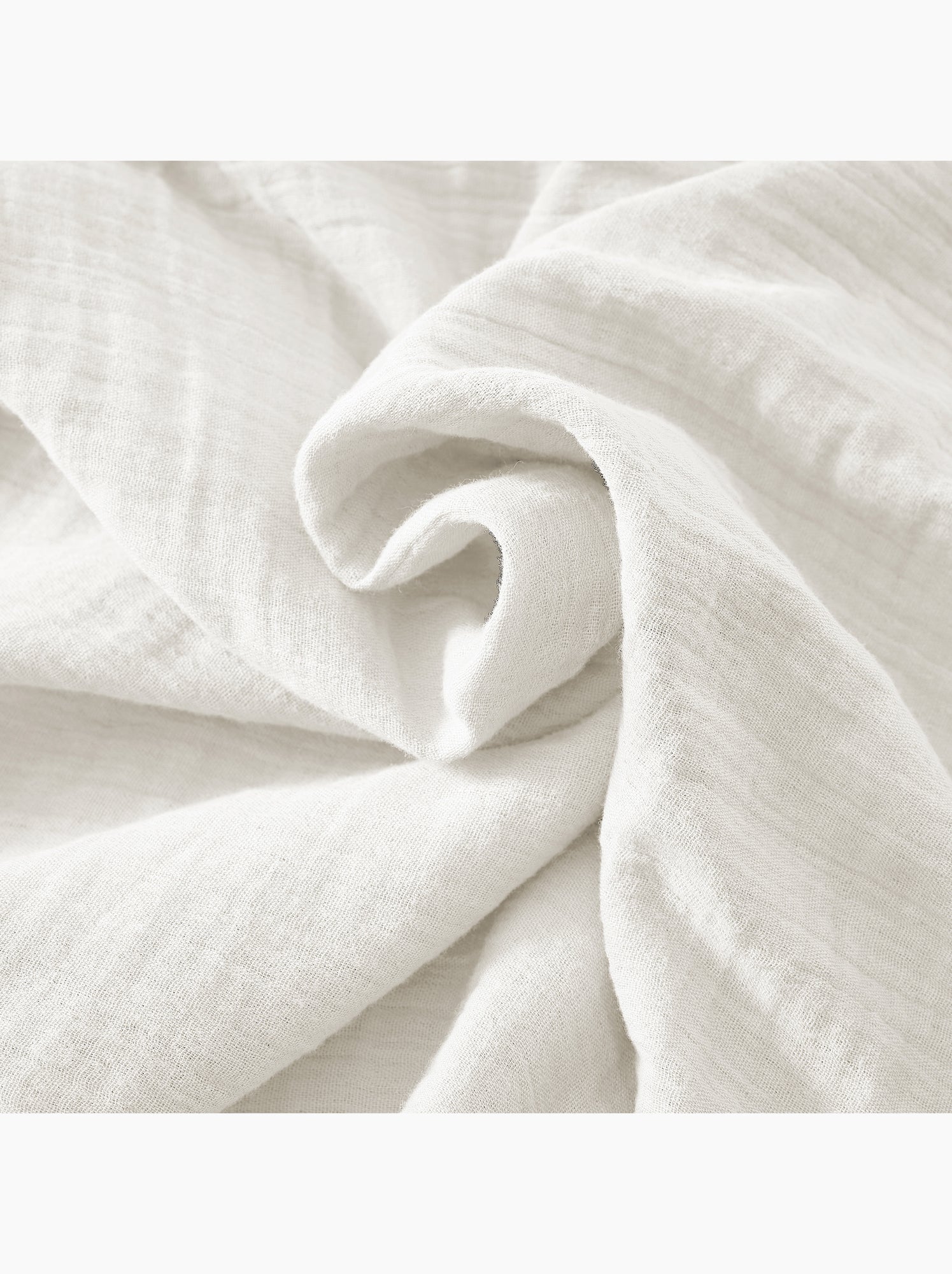 Bout de lit – double gaze de coton unie - finition pompon - gaïa - Blanc